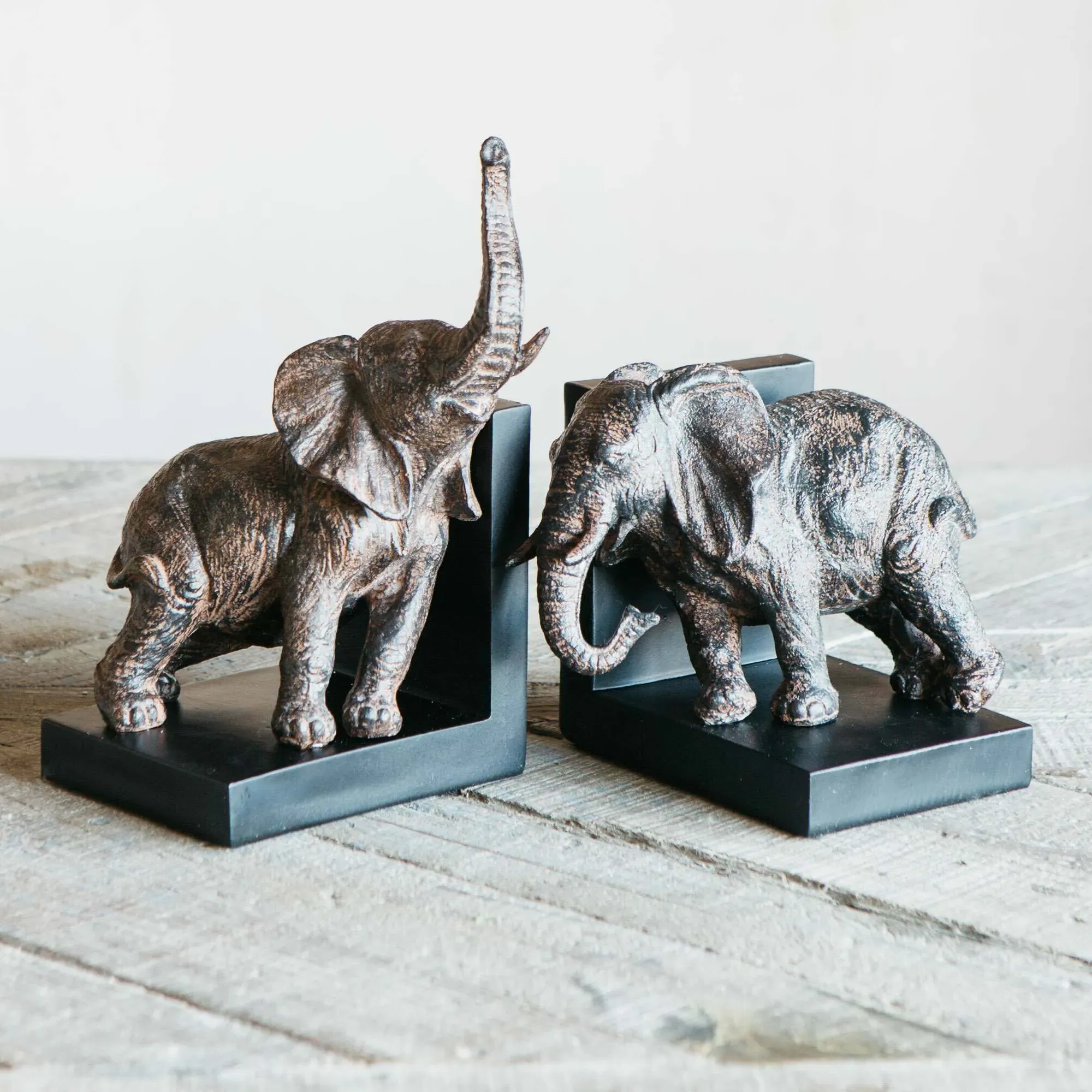 Eddie Elephant Bookends - Resin, Wood