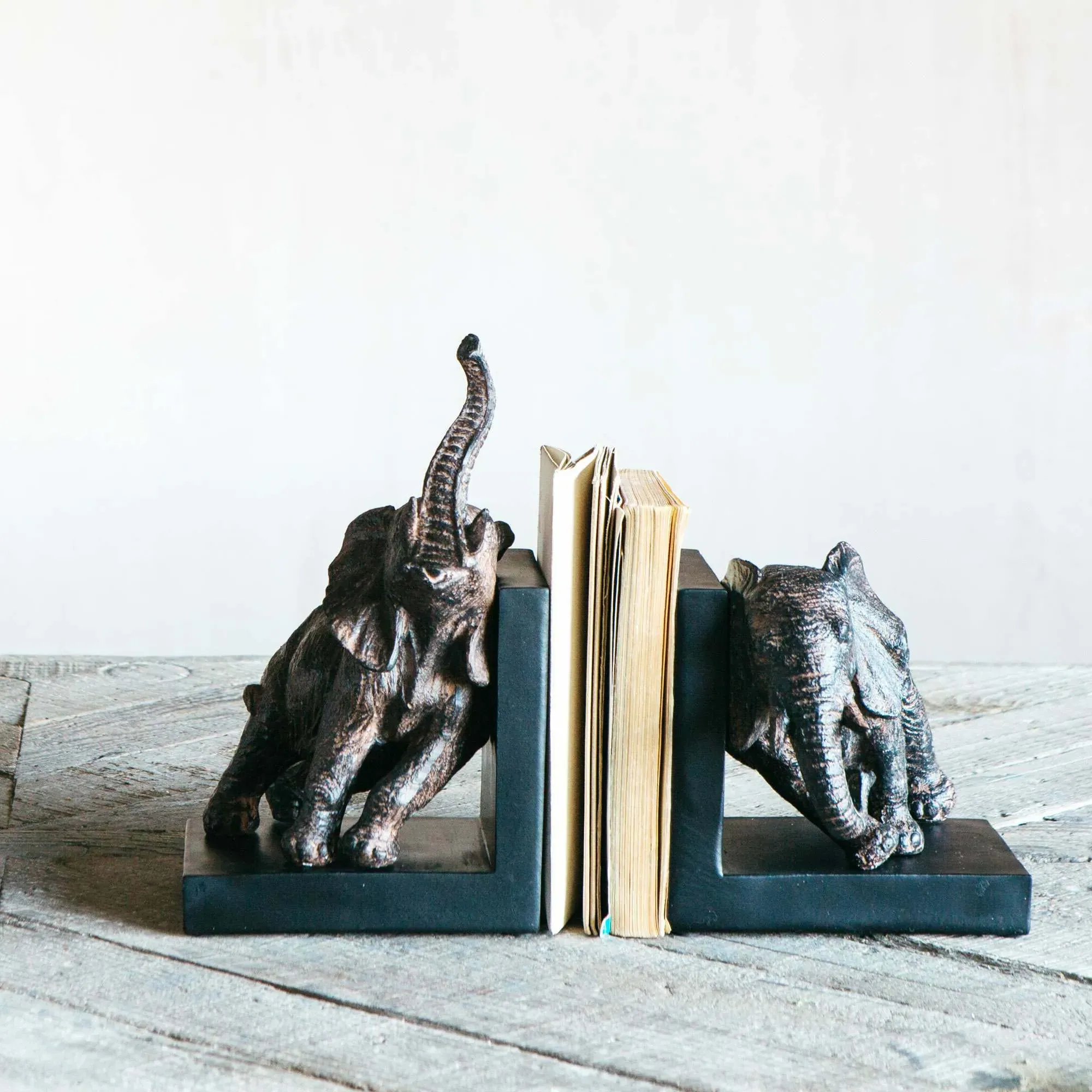 Eddie Elephant Bookends - Resin, Wood image