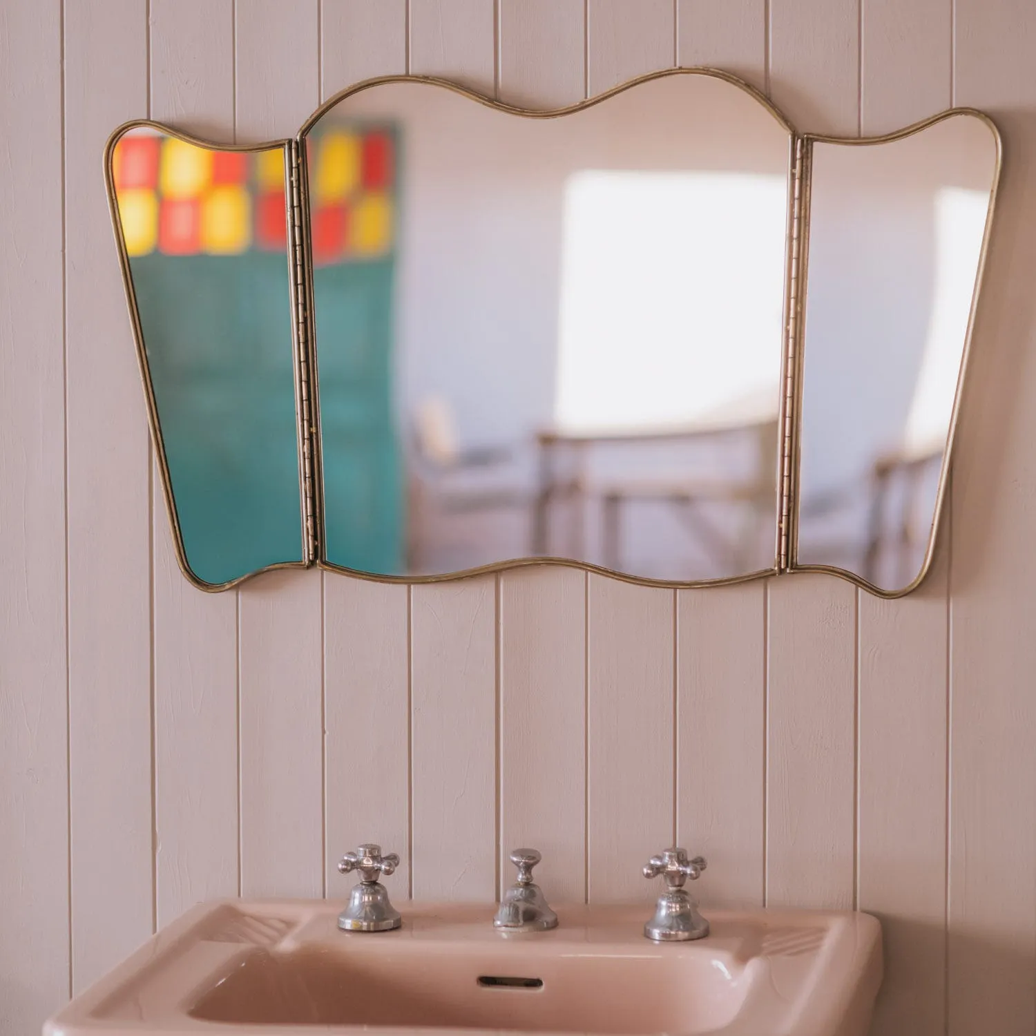 Edie Triple Table Mirror - Brass image