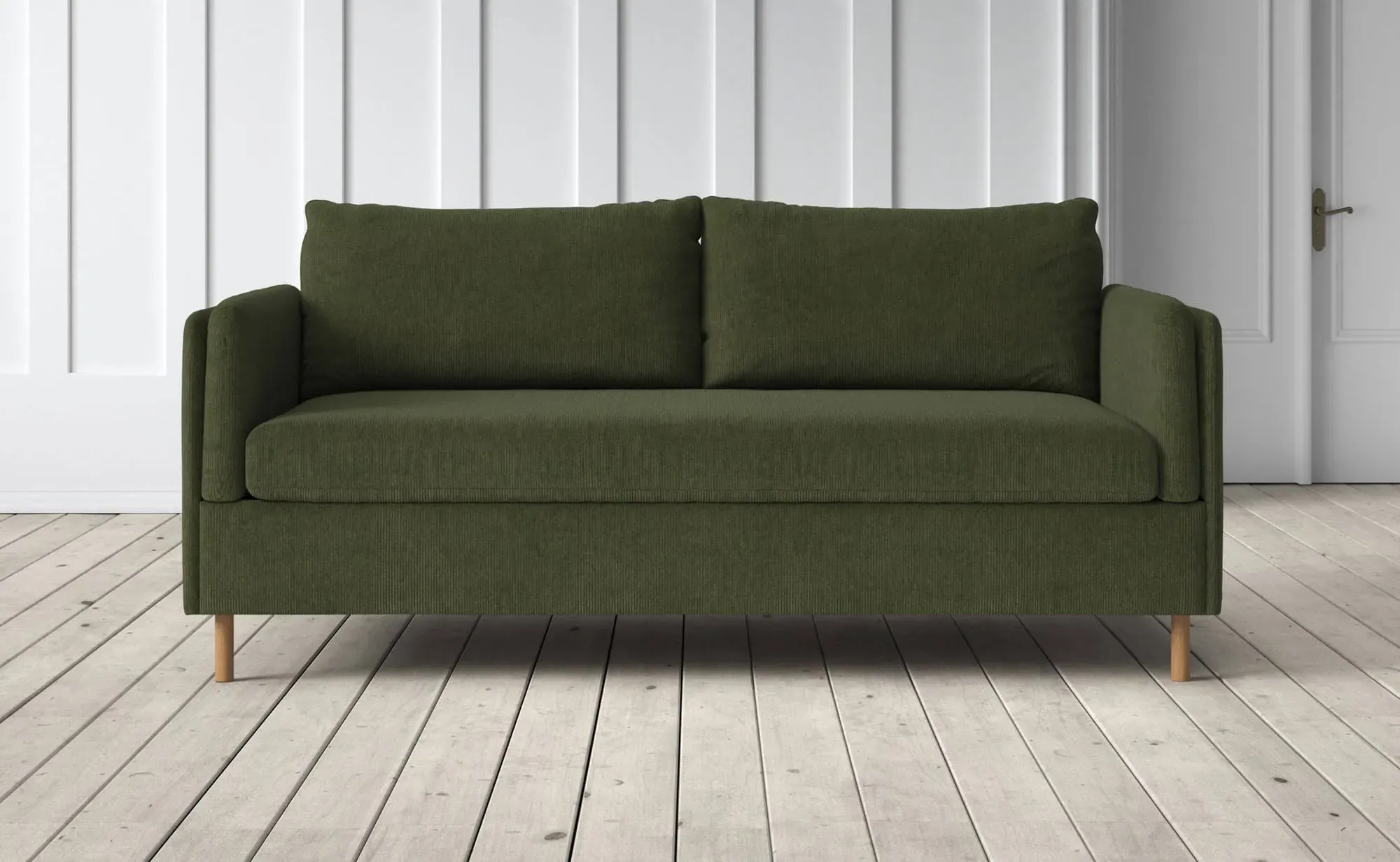 Edwina 2.5-Seater Sofa Bed - Dark Green, Cord