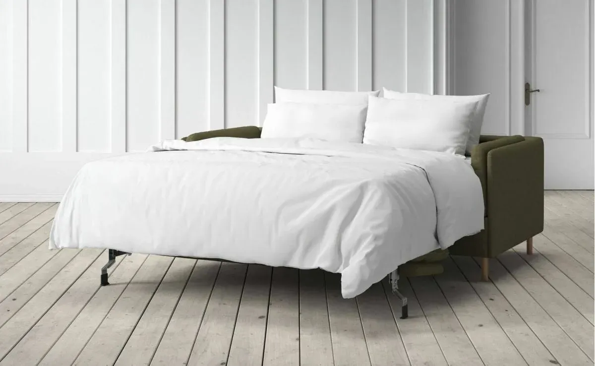 Edwina 2.5-Seater Sofa Bed - Olive, Belgian Linen