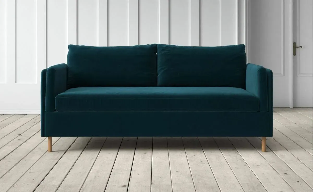 Edwina 2.5-Seater Sofa Bed - Turquoise, Velvet