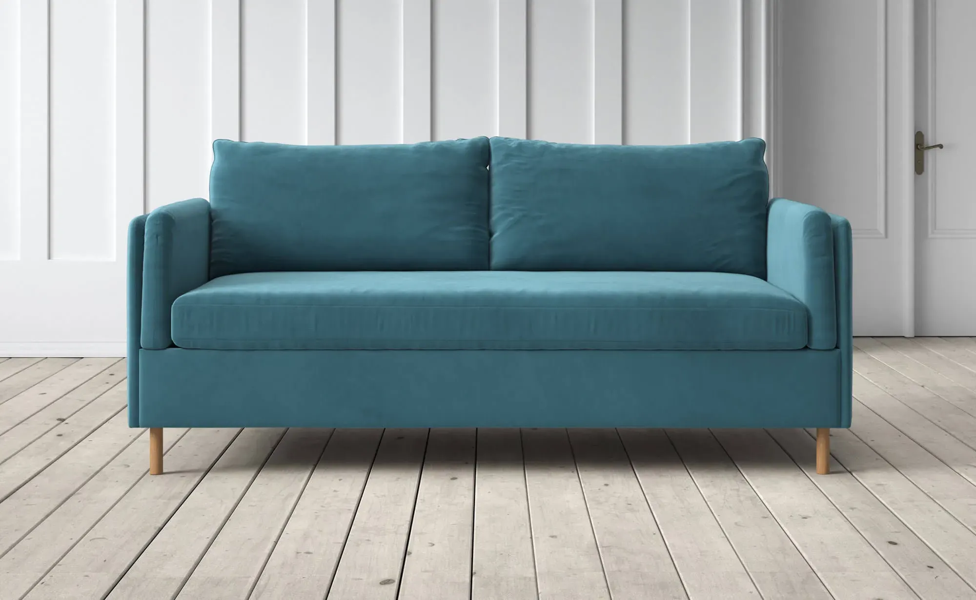 Edwina 3-Seater Sofa Bed - Cornflower Blue, Velvet
