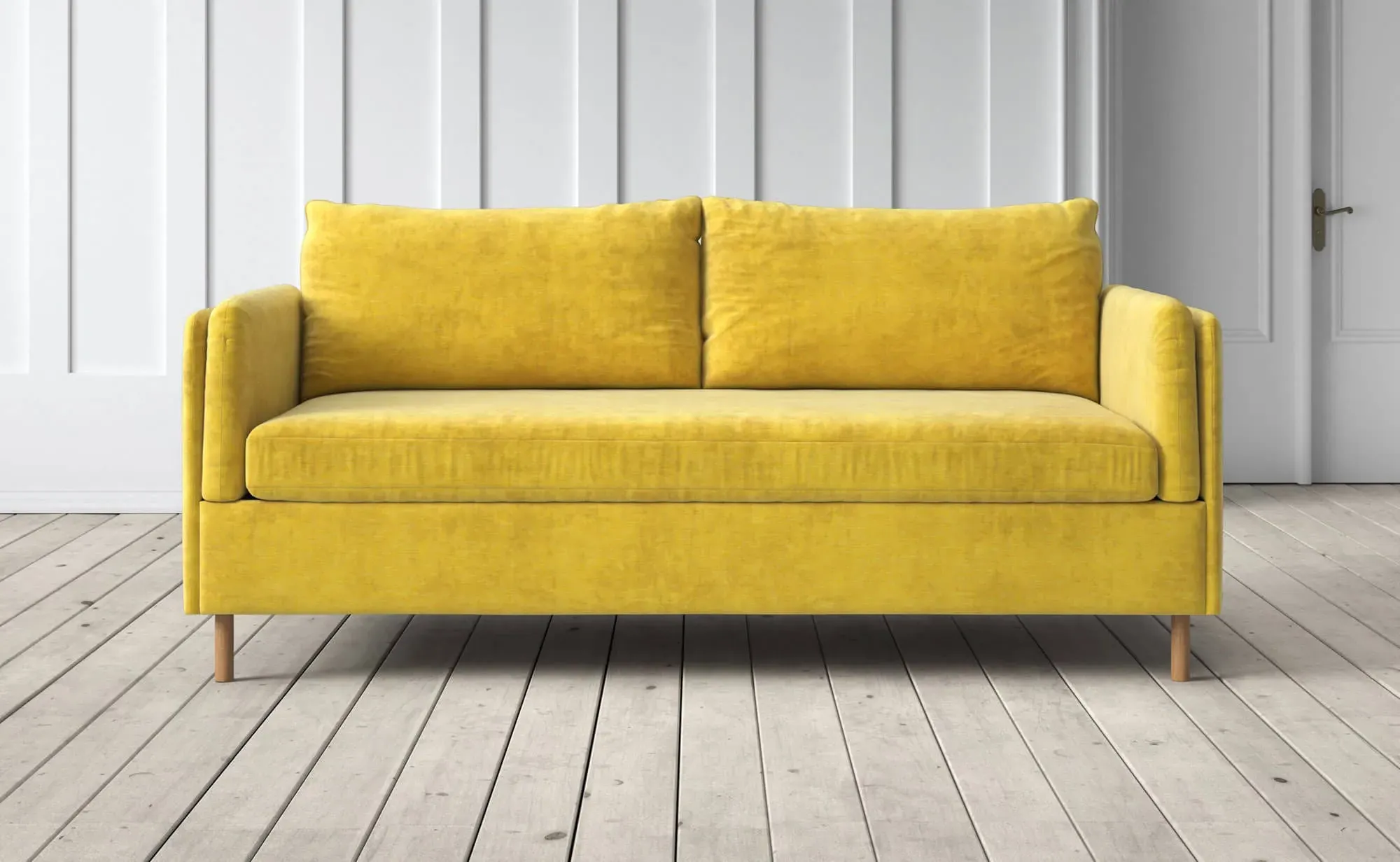 Edwina 3-Seater Sofa Bed - Mustard, Velvet