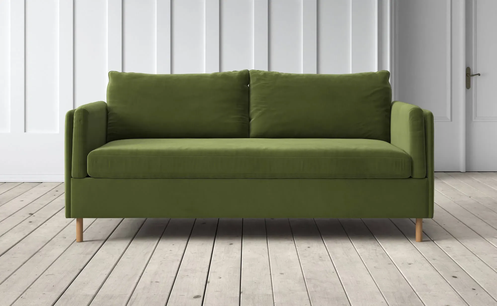 Edwina 3-Seater Sofa Bed - Olive, Velvet