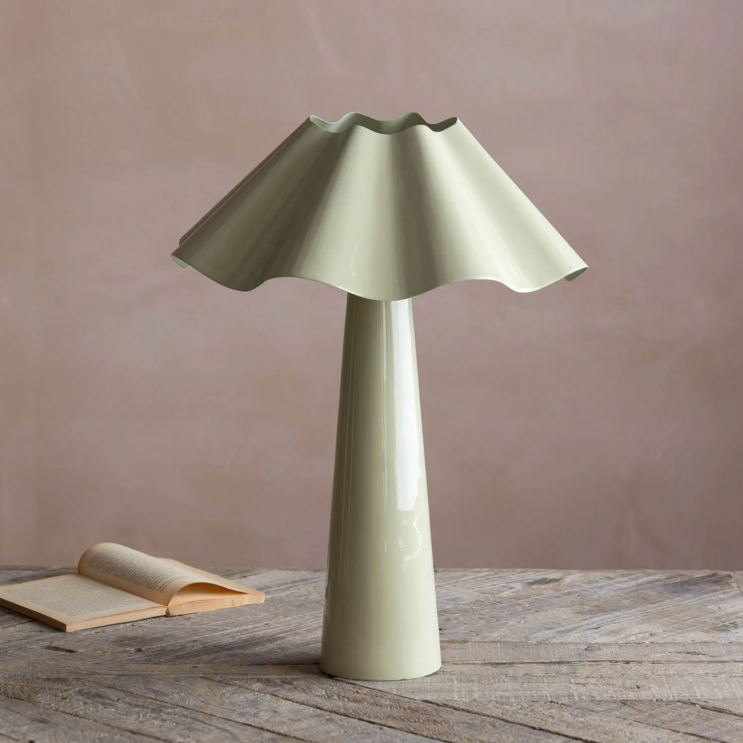 Eldon Large Table Lamp - Sage, Enameled Iron