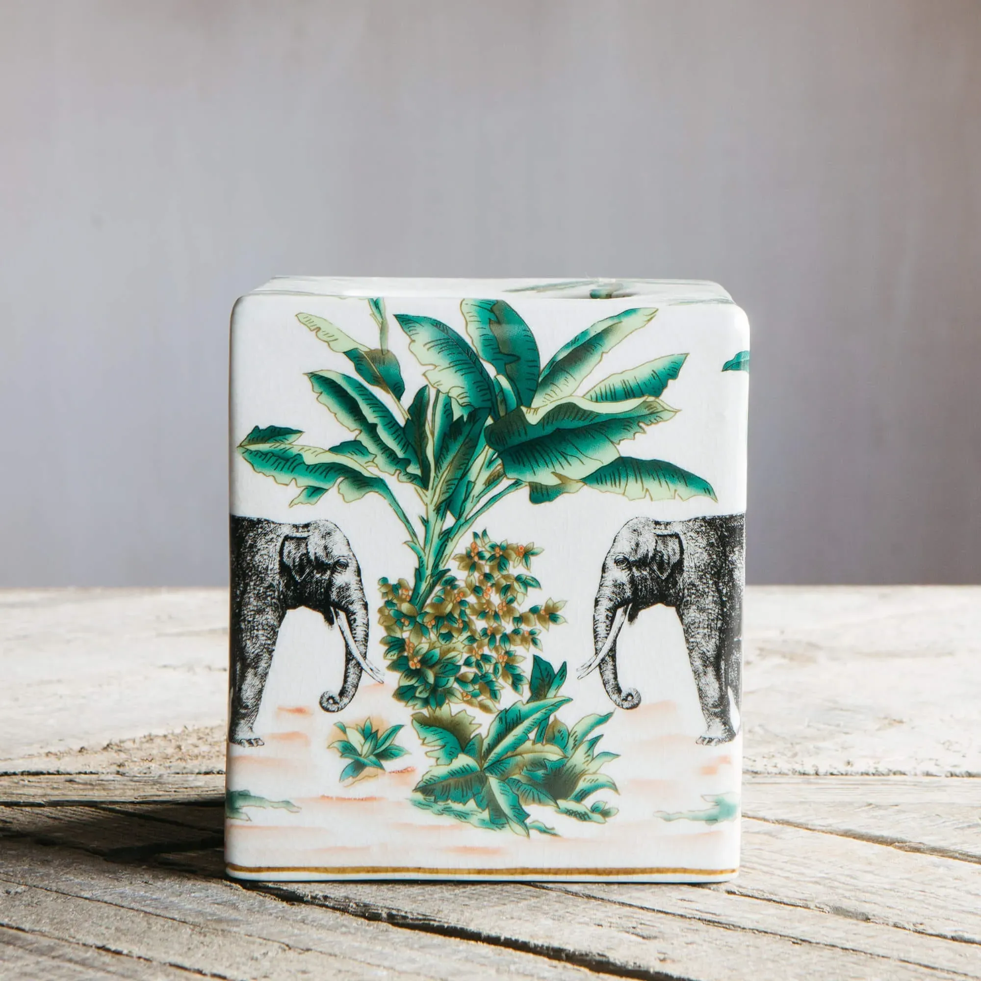 Elephant Tissue Box Cover - Porcelain