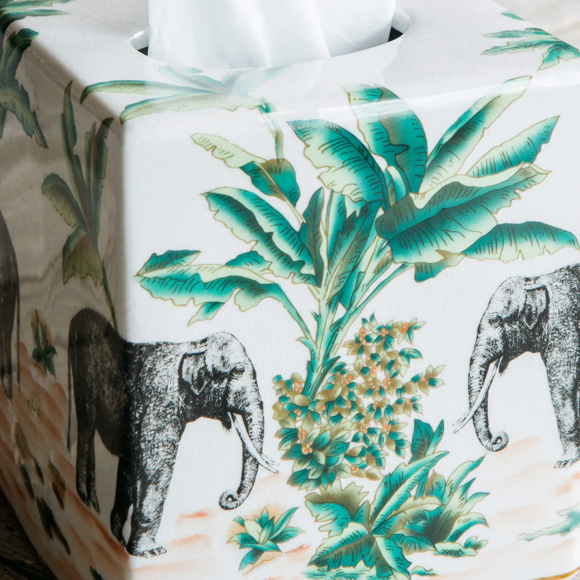 Elephant Tissue Box Cover - Porcelain