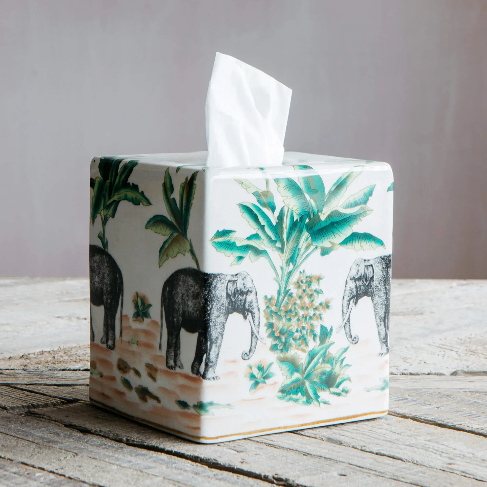 Elephant Tissue Box Cover - Porcelain image
