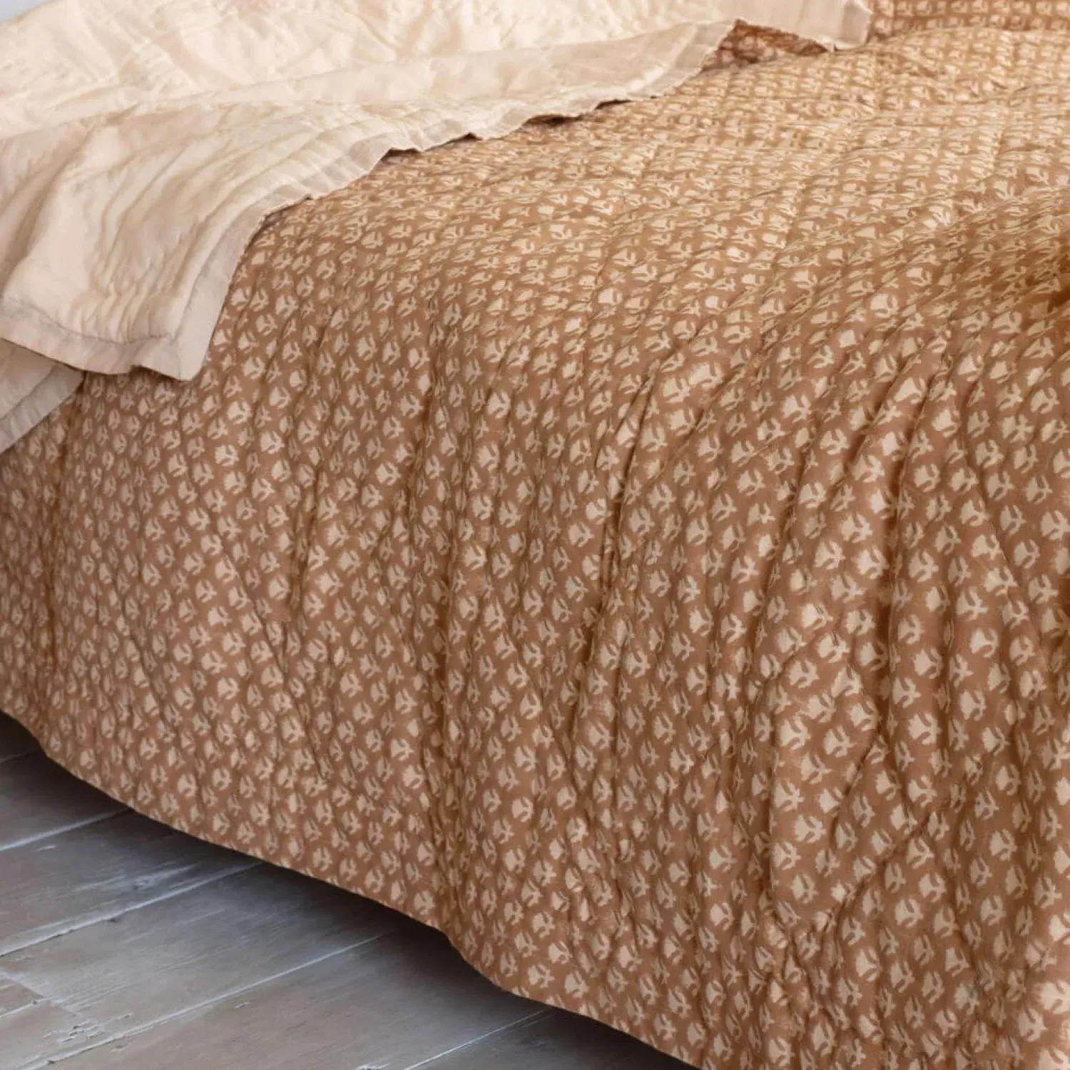 Eliza Floral Block Printed Quilt - Cotton