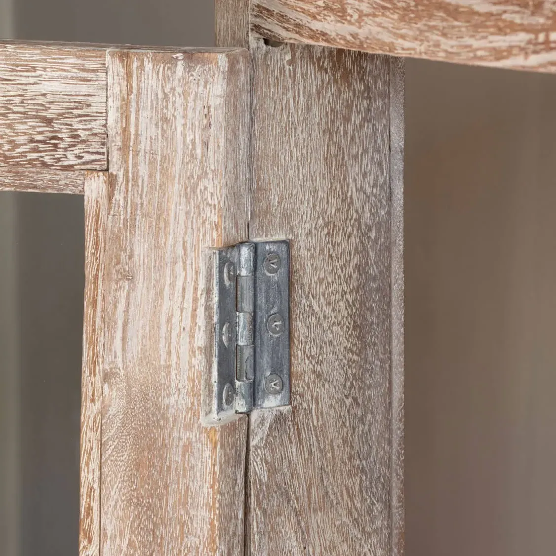 Elliot Wooden and Glass Cabinet - Whitewashed, Mango Wood