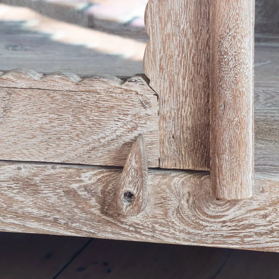 Elliot Wooden and Glass Cabinet - Whitewashed, Mango Wood