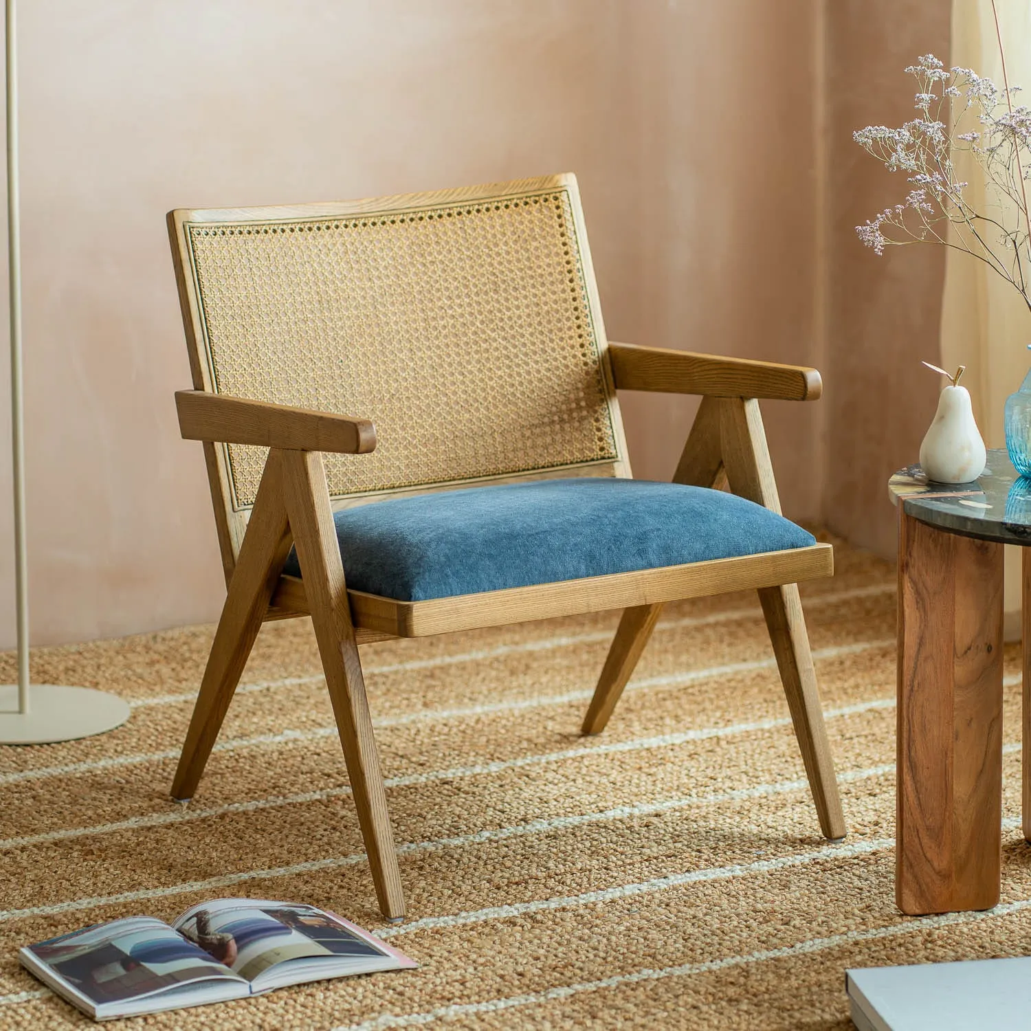 Elodie Velvet Armchair - Midnight Blue