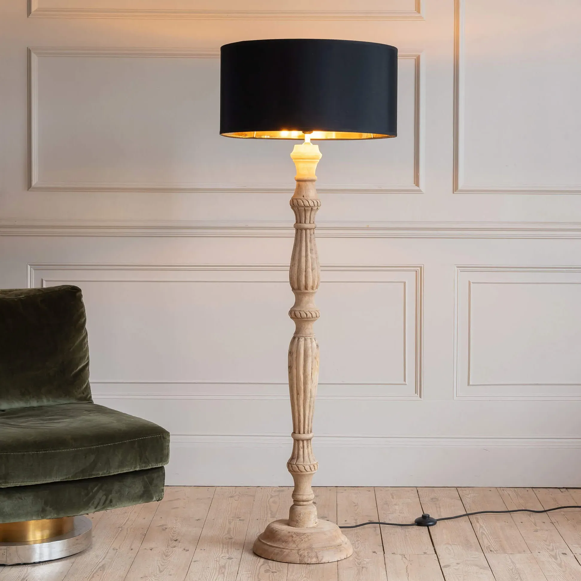 Emilia Floor Lamp - Whitewashed, Mango Wood image