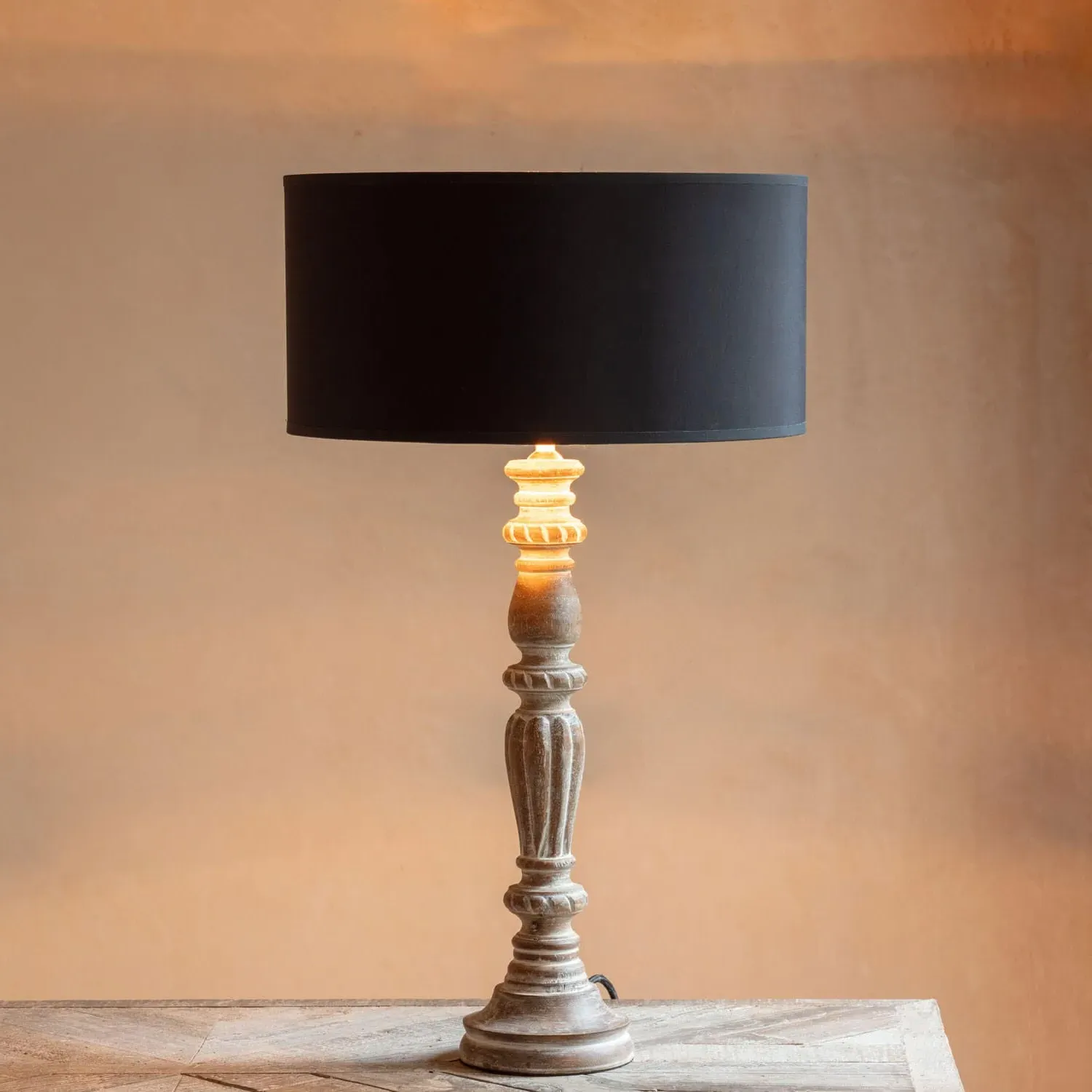 Emilia Table Lamp - Whitewashed, Mango Wood image