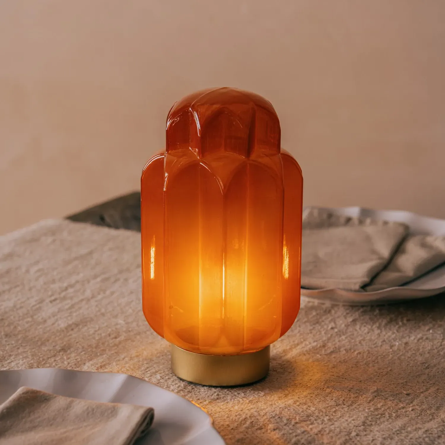 Emmy LED Table Lamp - Orange, Glass image