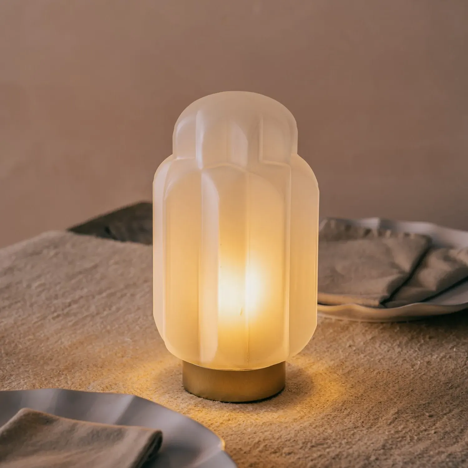 Emmy LED Table Lamp - White, Glass