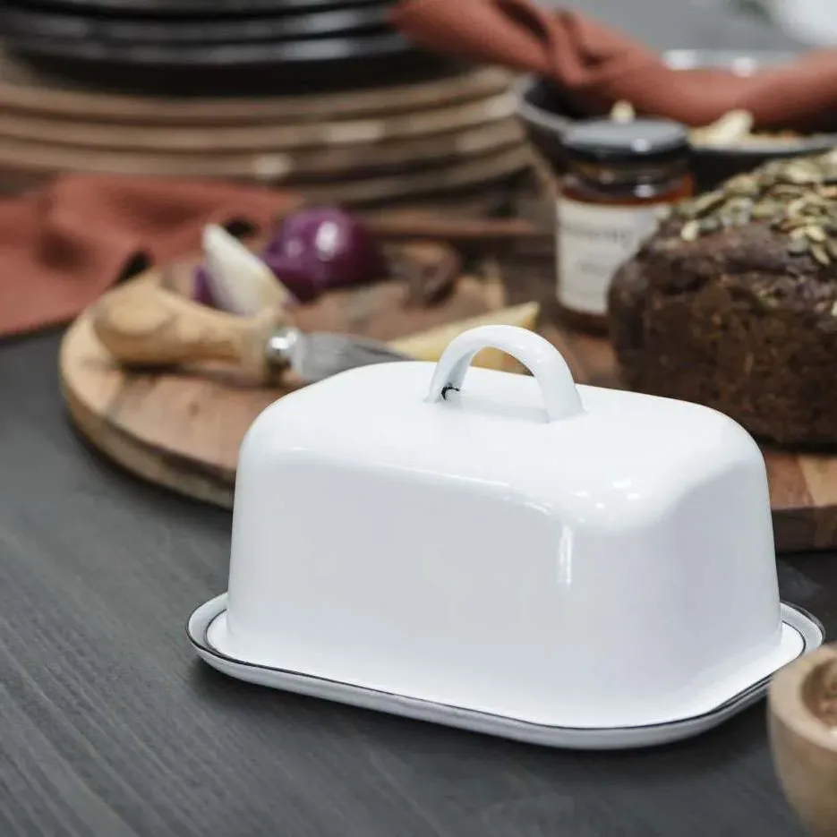 Enamel Butter Box - White image