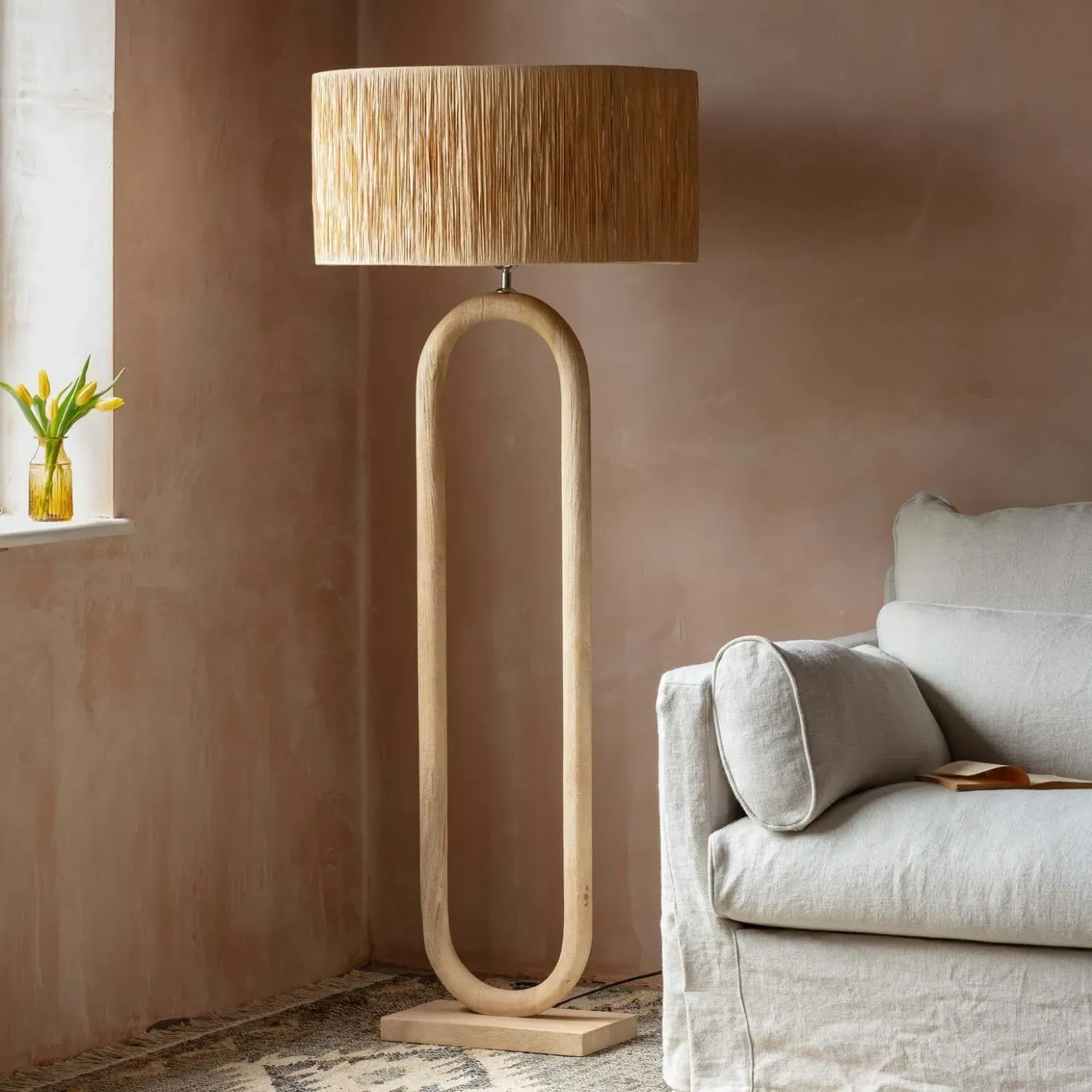Enzo Wooden Floor Lamp - Mango Wood