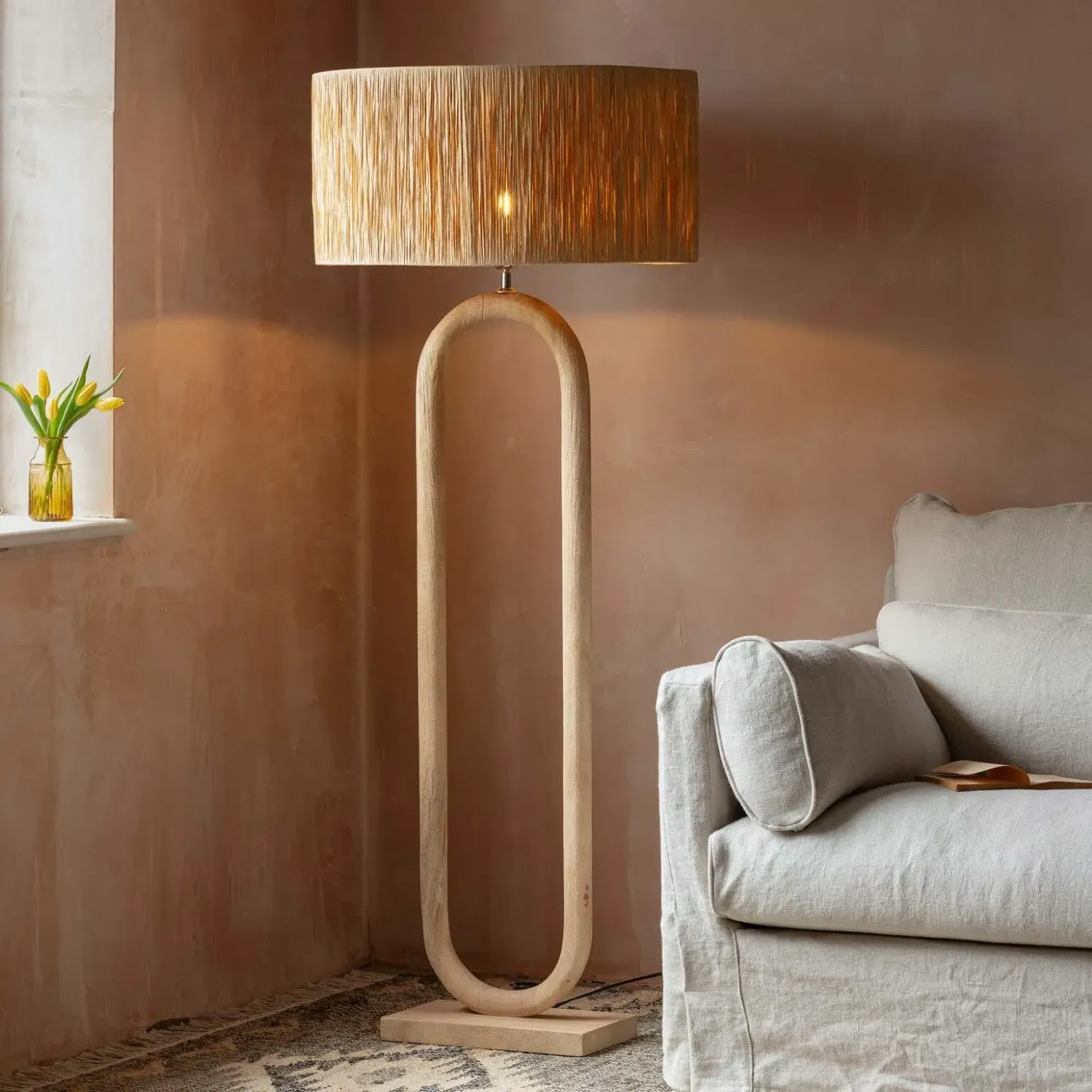 Enzo Wooden Floor Lamp - Mango Wood