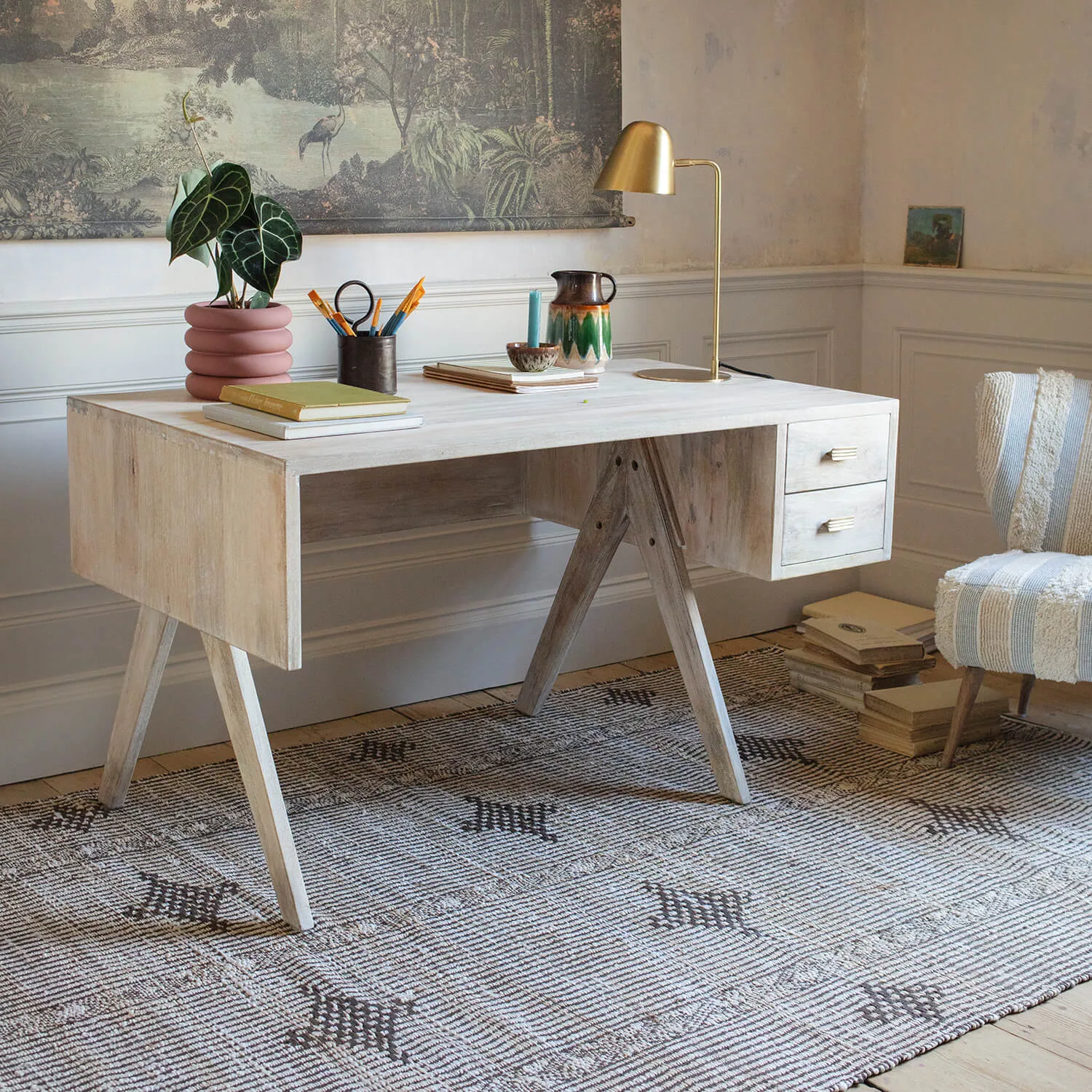 Ernest Writing Desk with Drawers - Mango Wood image