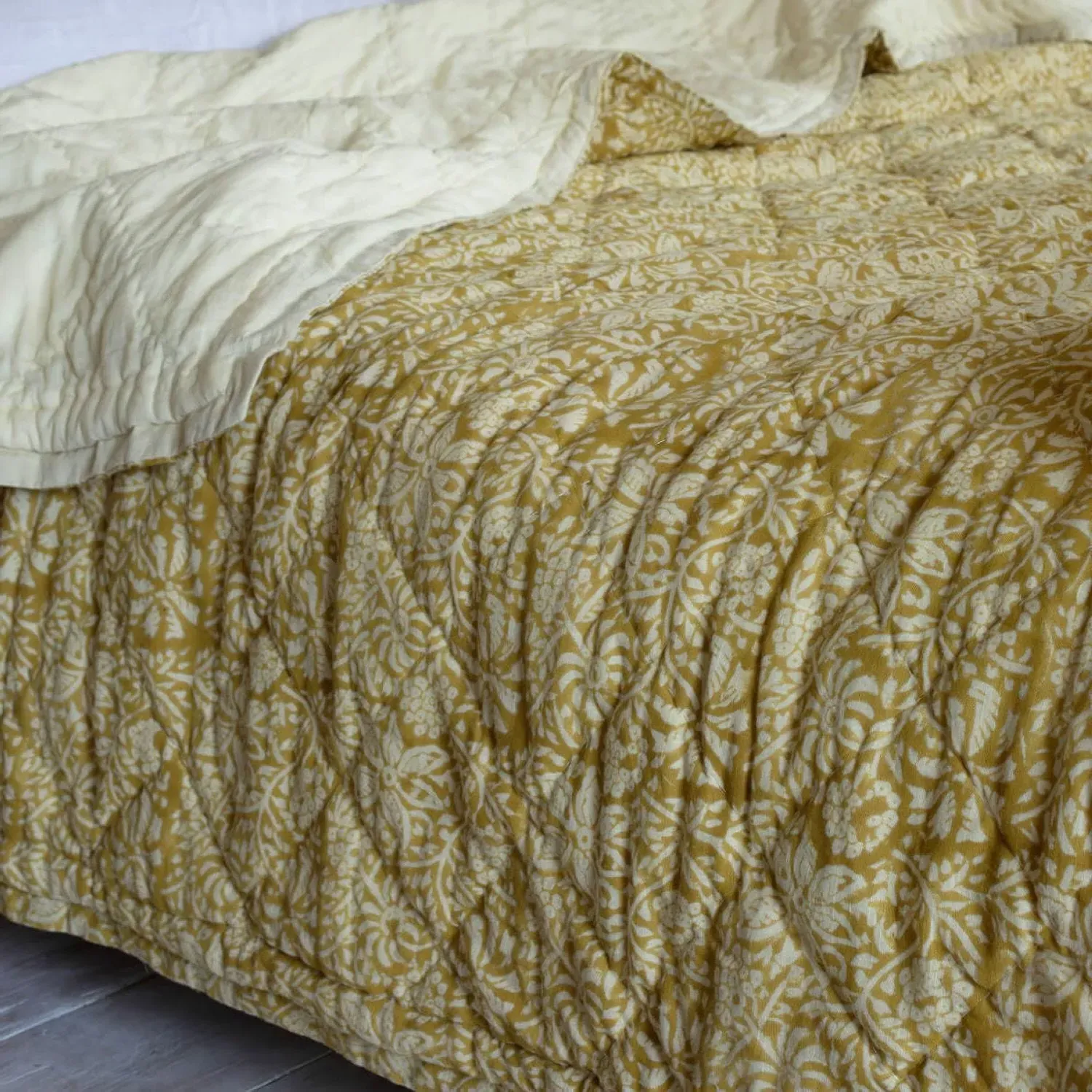 Esme Floral Block Printed Quilt - Cotton