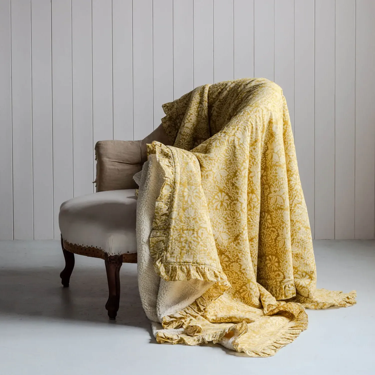 Esme Floral Block Printed Sherpa Throw