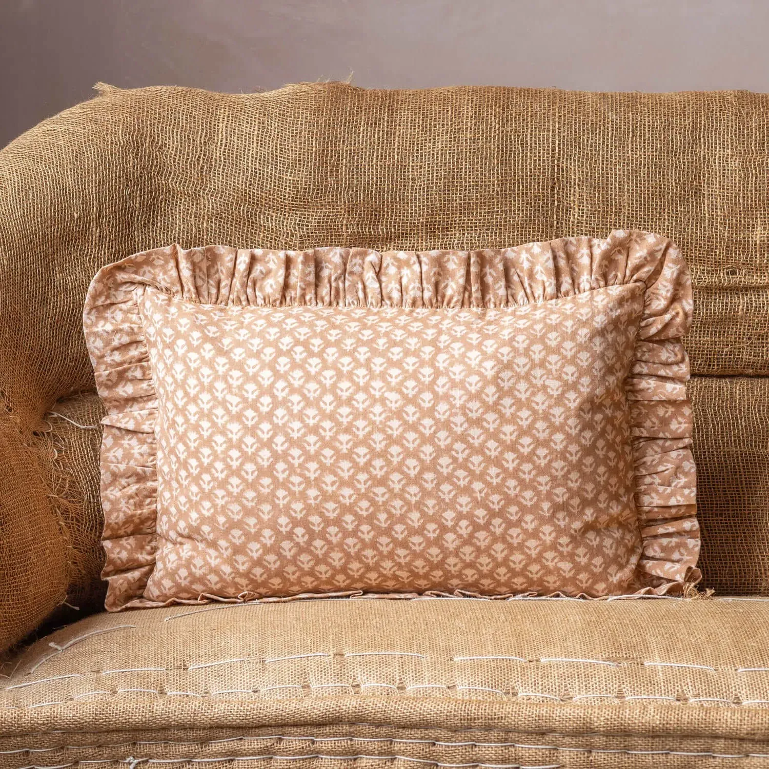 Esme Small Rectangular Cushion - Mustard, Cotton