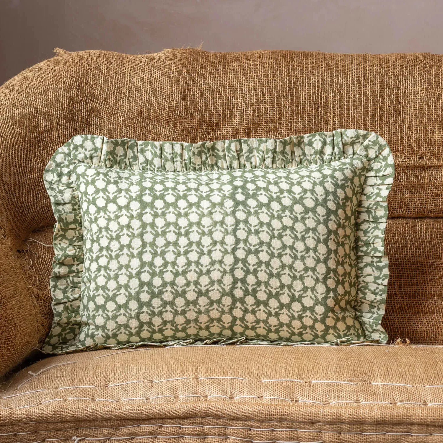 Esme Small Rectangular Cushion - Mustard, Cotton