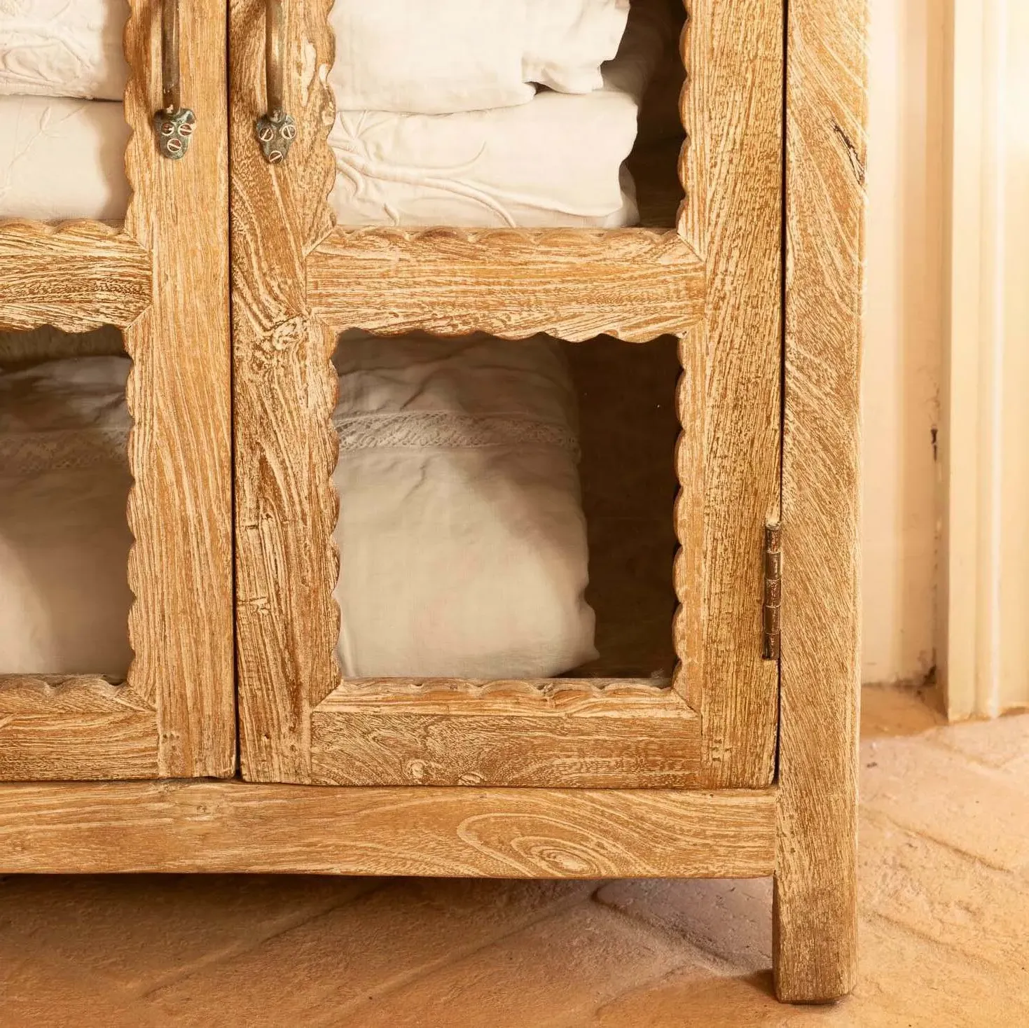 Ethan Wooden & Glass Cabinet - Whitewashed