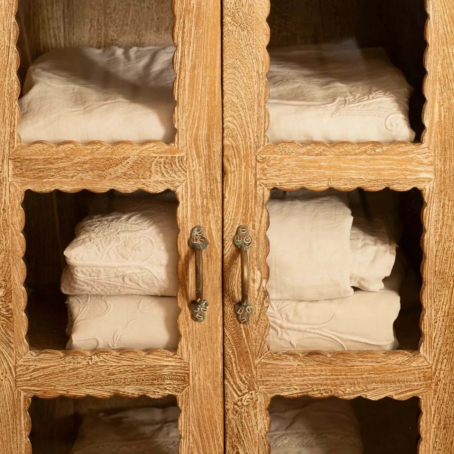 Ethan Wooden & Glass Cabinet - Whitewashed