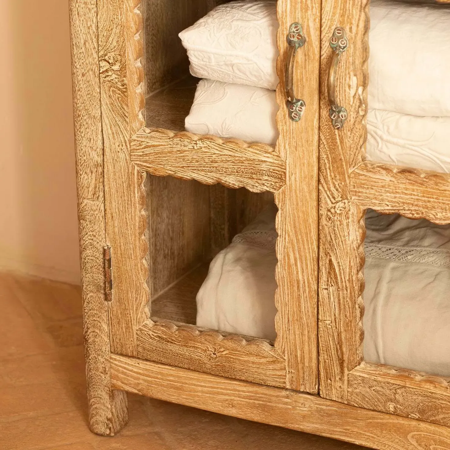 Ethan Wooden & Glass Cabinet - Whitewashed