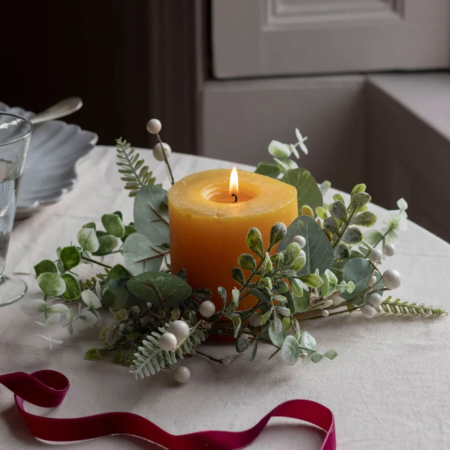 Eucalyptus Candle Ring - Snow-Sprayed, Acrylic image