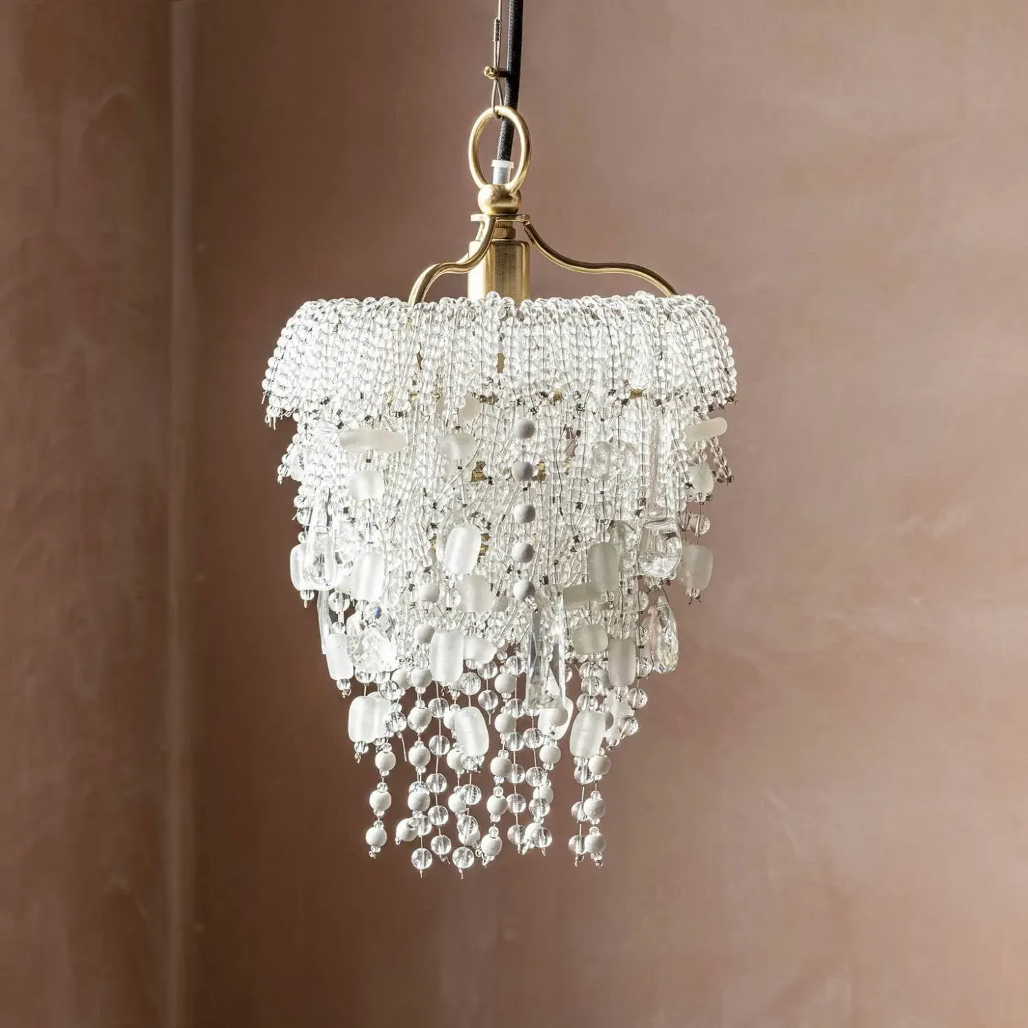 Evangeline Beaded Pendant Light - Clear, Glass
