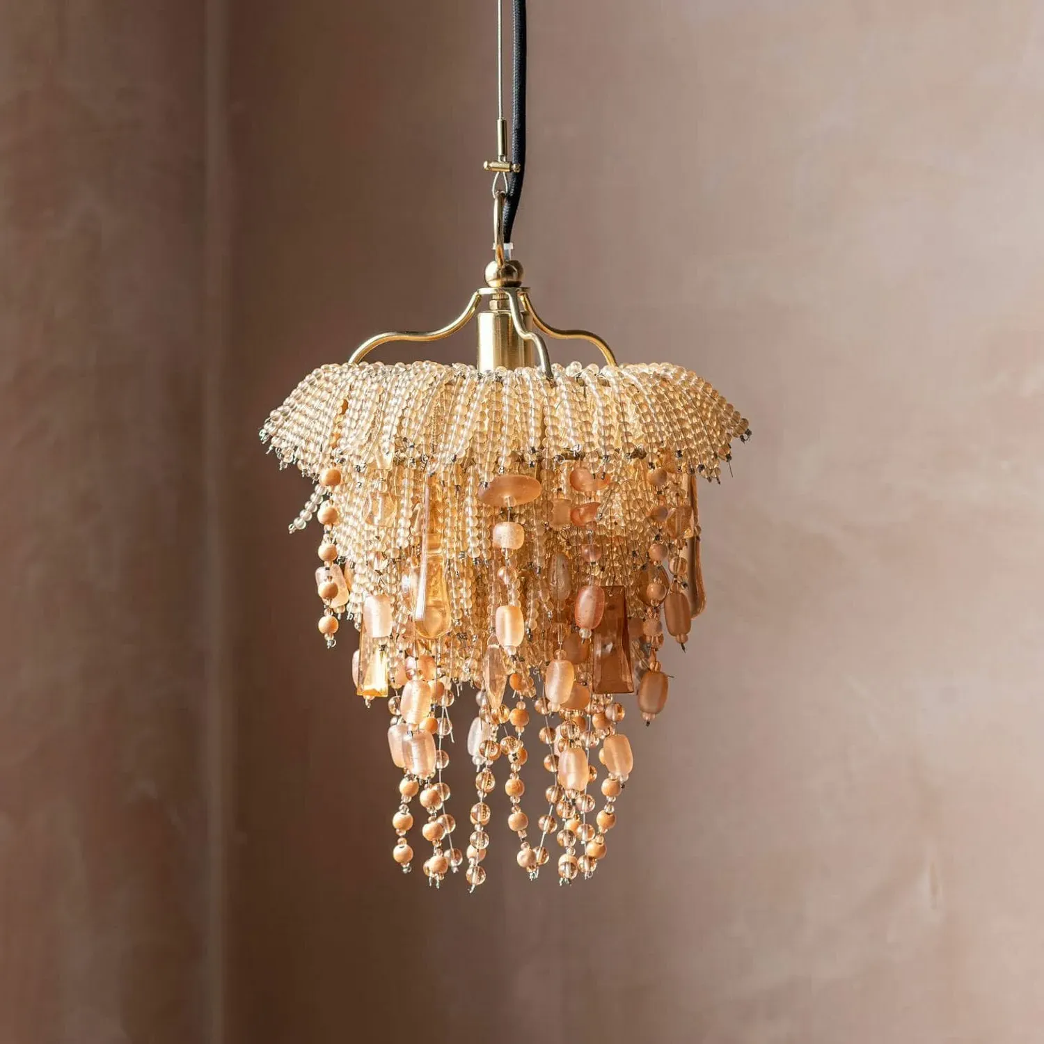 Evangeline Beaded Pendant Light - Clear, Glass