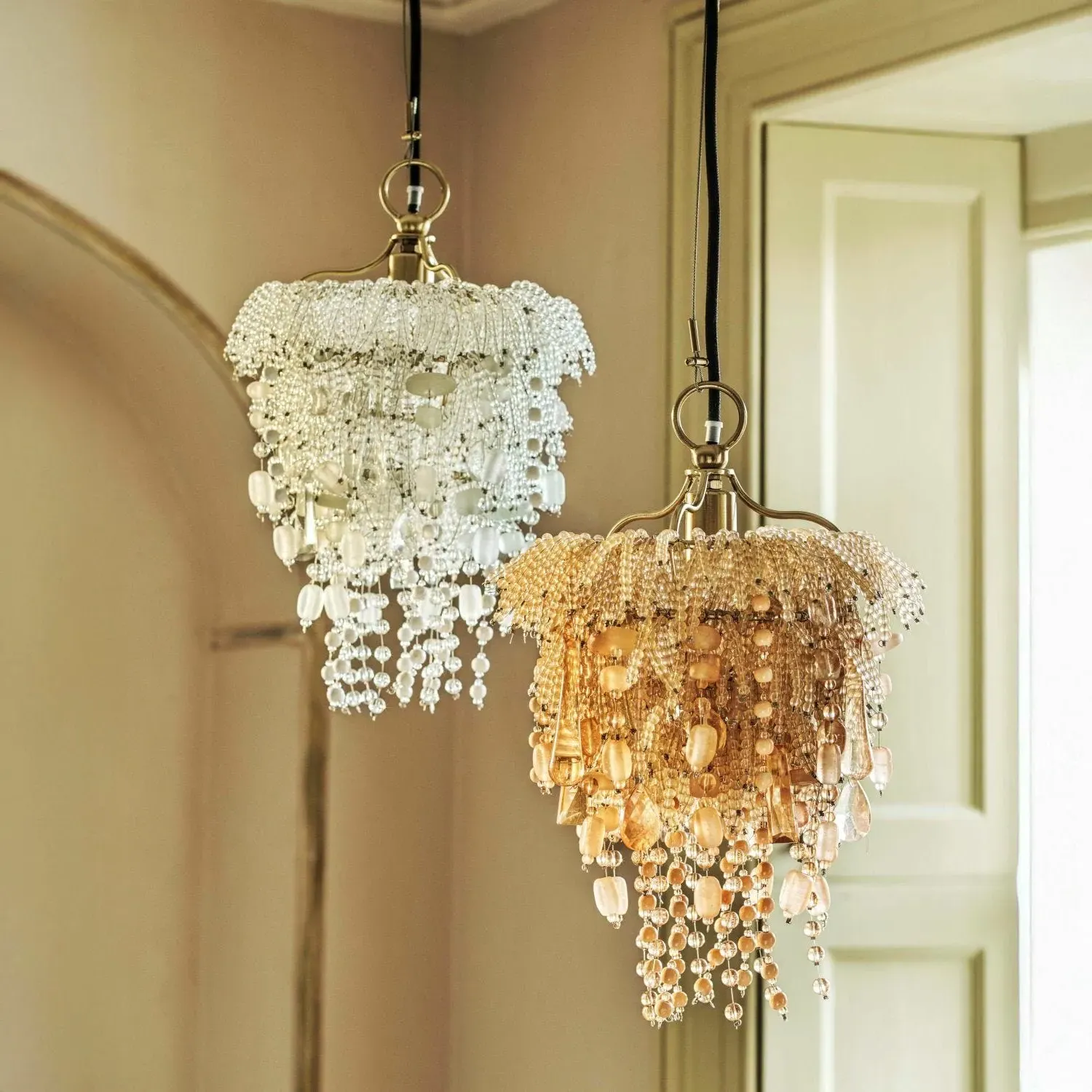 Evangeline Beaded Pendant Light - Clear, Glass image