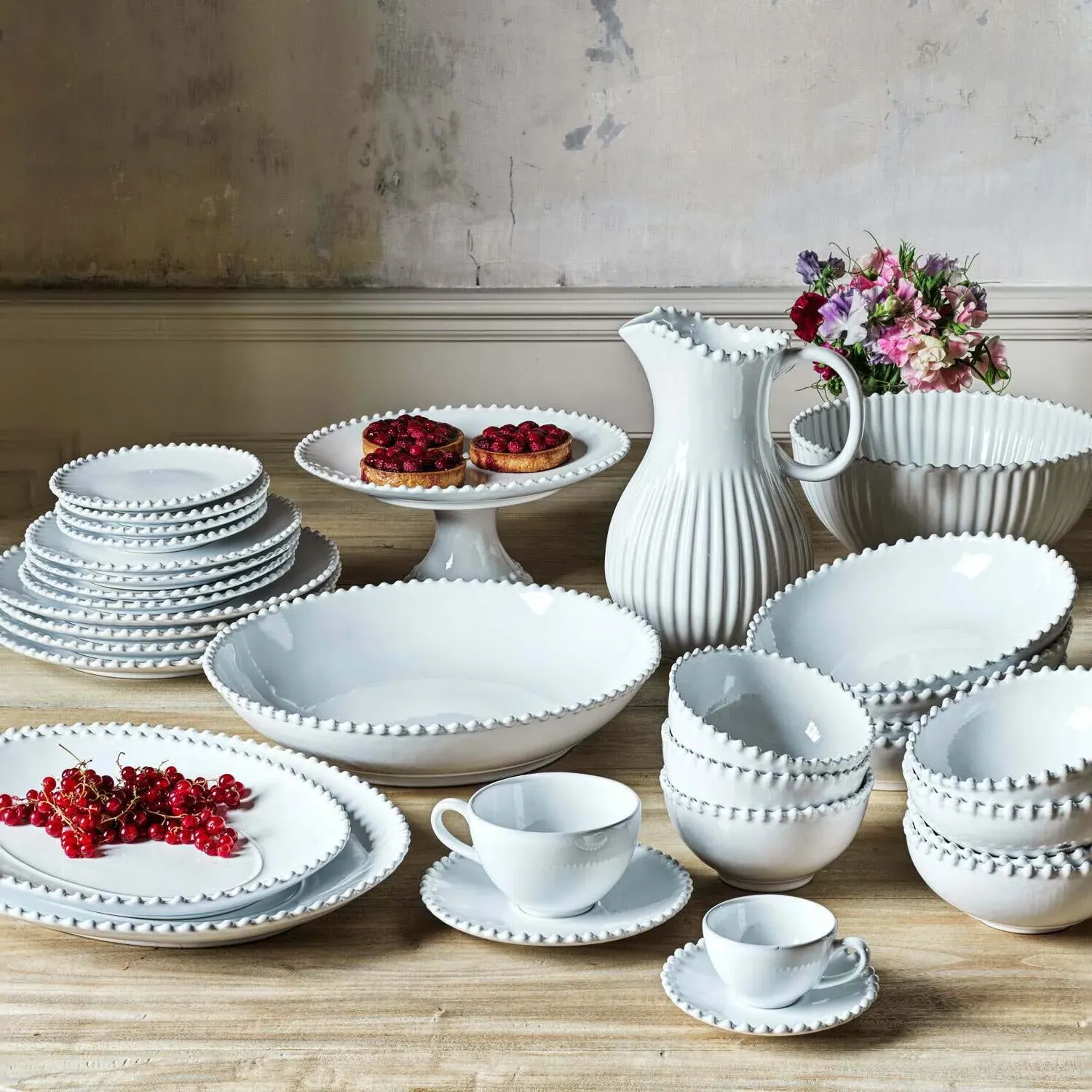 Eve White Bobble Large Platter - Stoneware