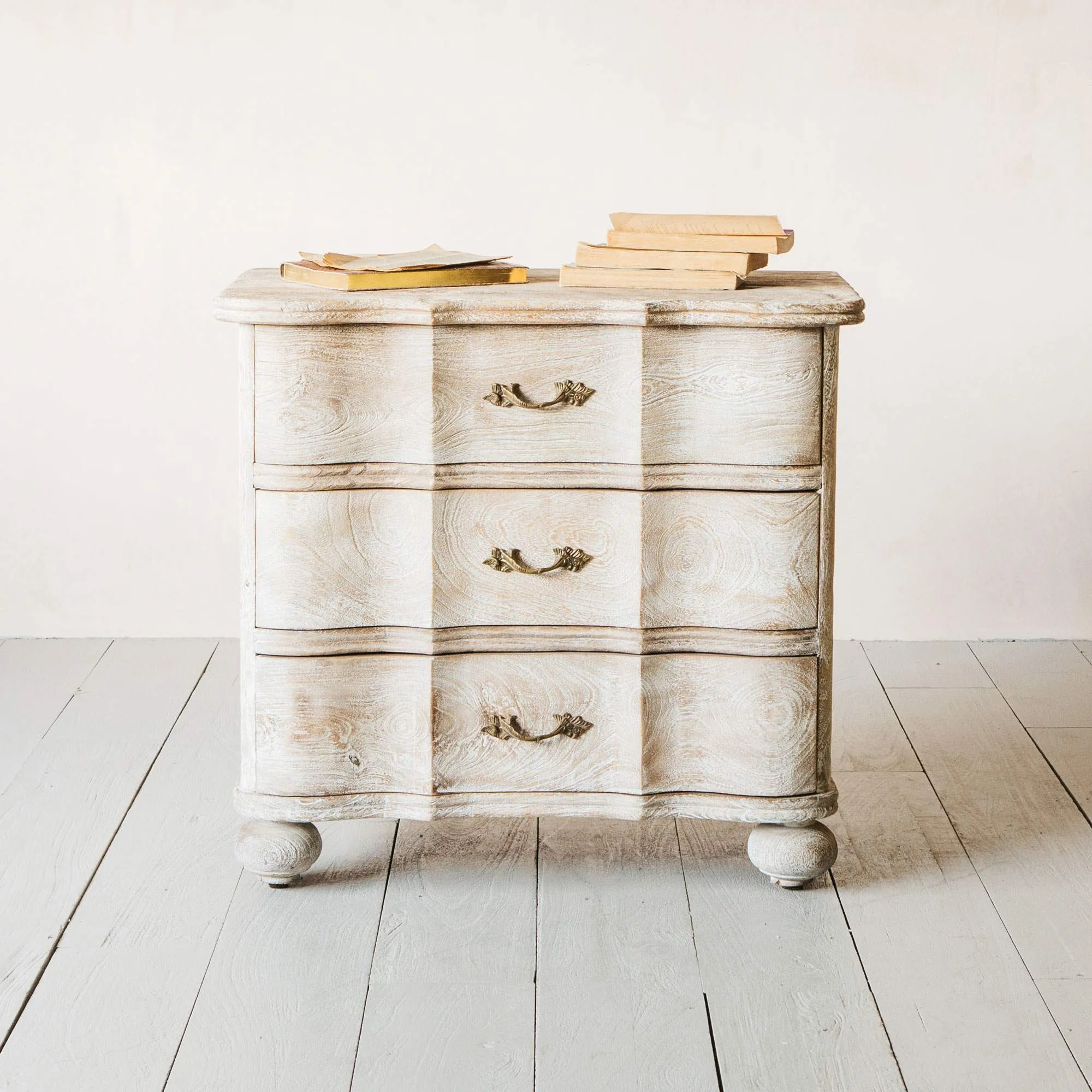 Evelyn Bedside Table with Storage - Whitewashed, Mango Wood