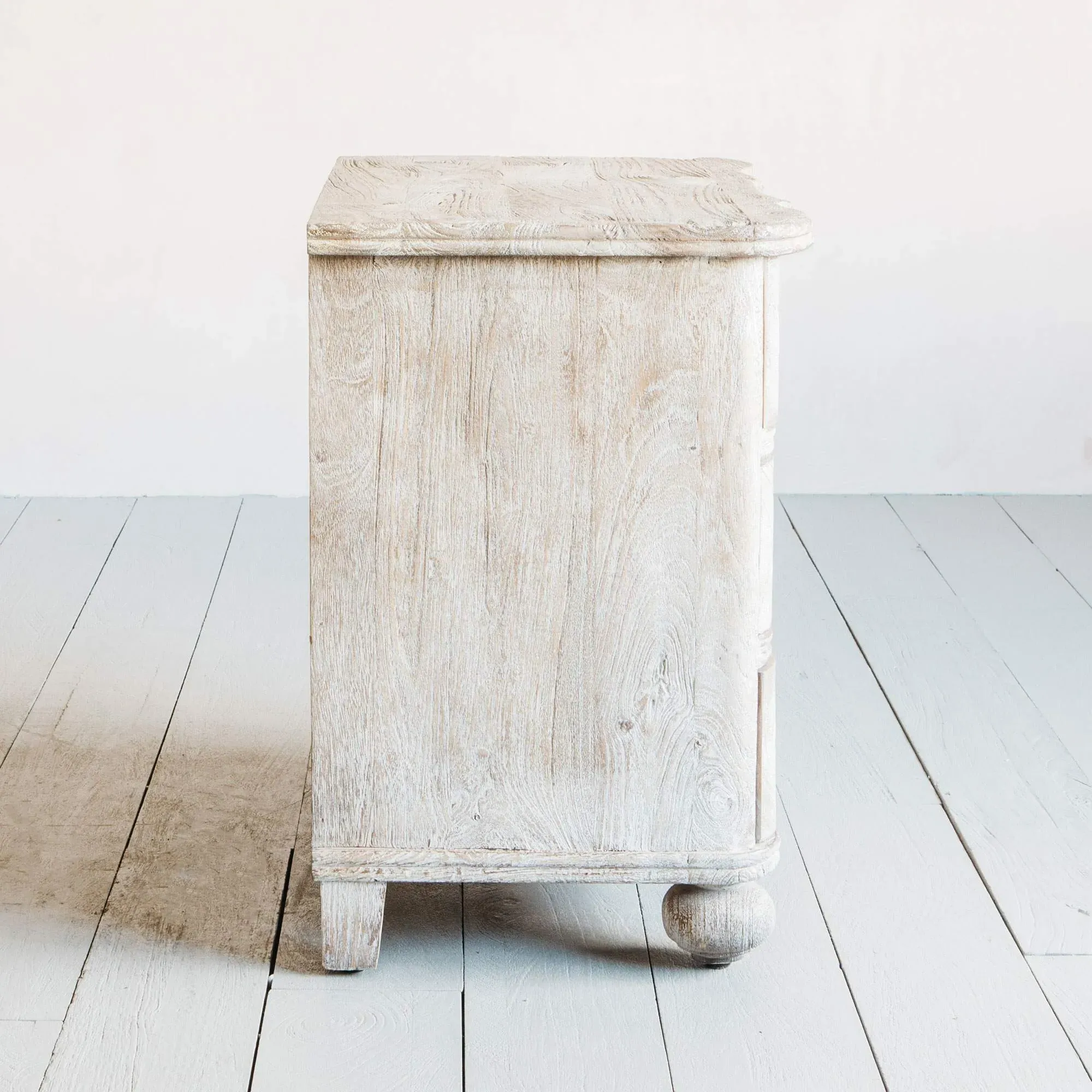 Evelyn Bedside Table with Storage - Whitewashed, Mango Wood