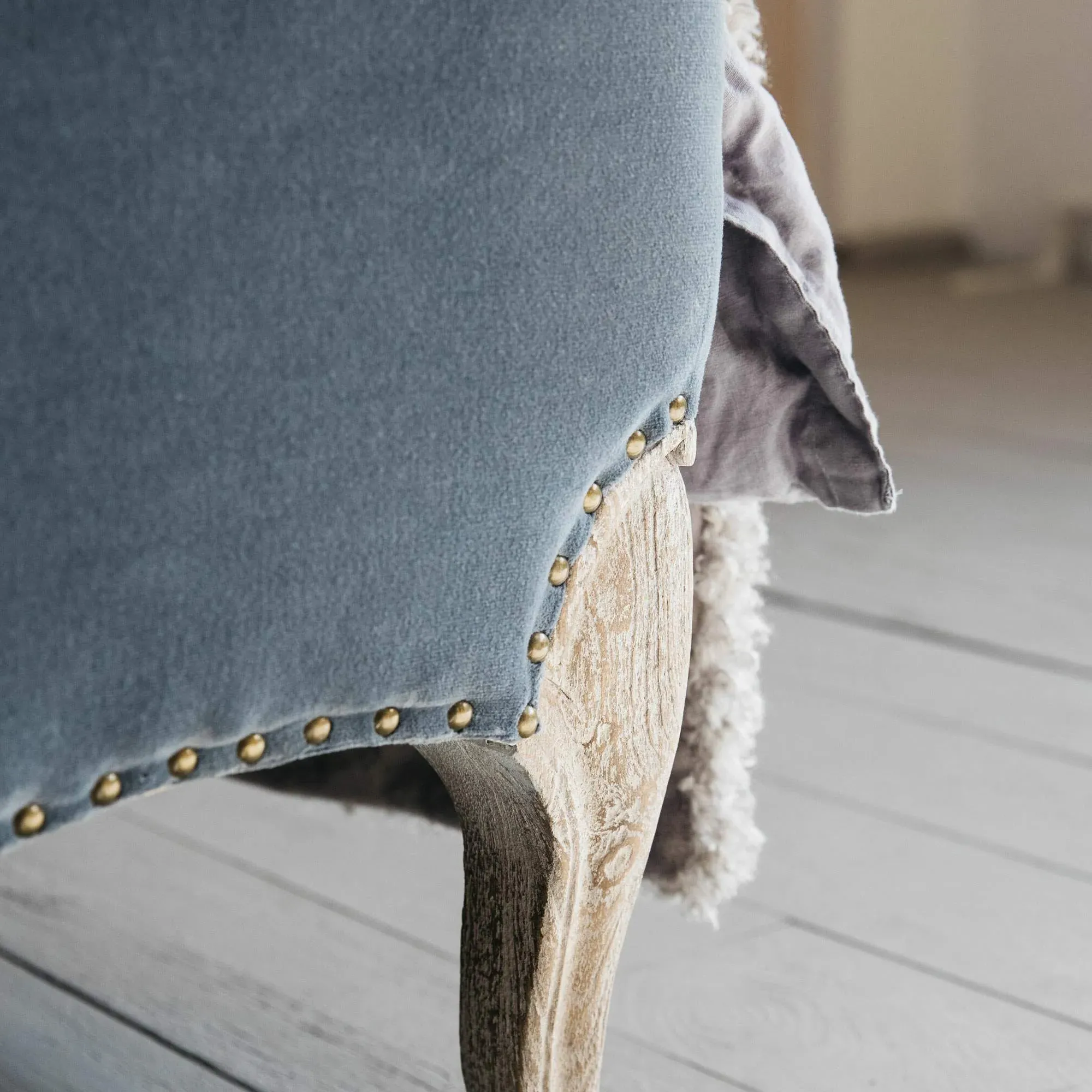 Evelyn King Size Bed Frame - Grey, Velvet