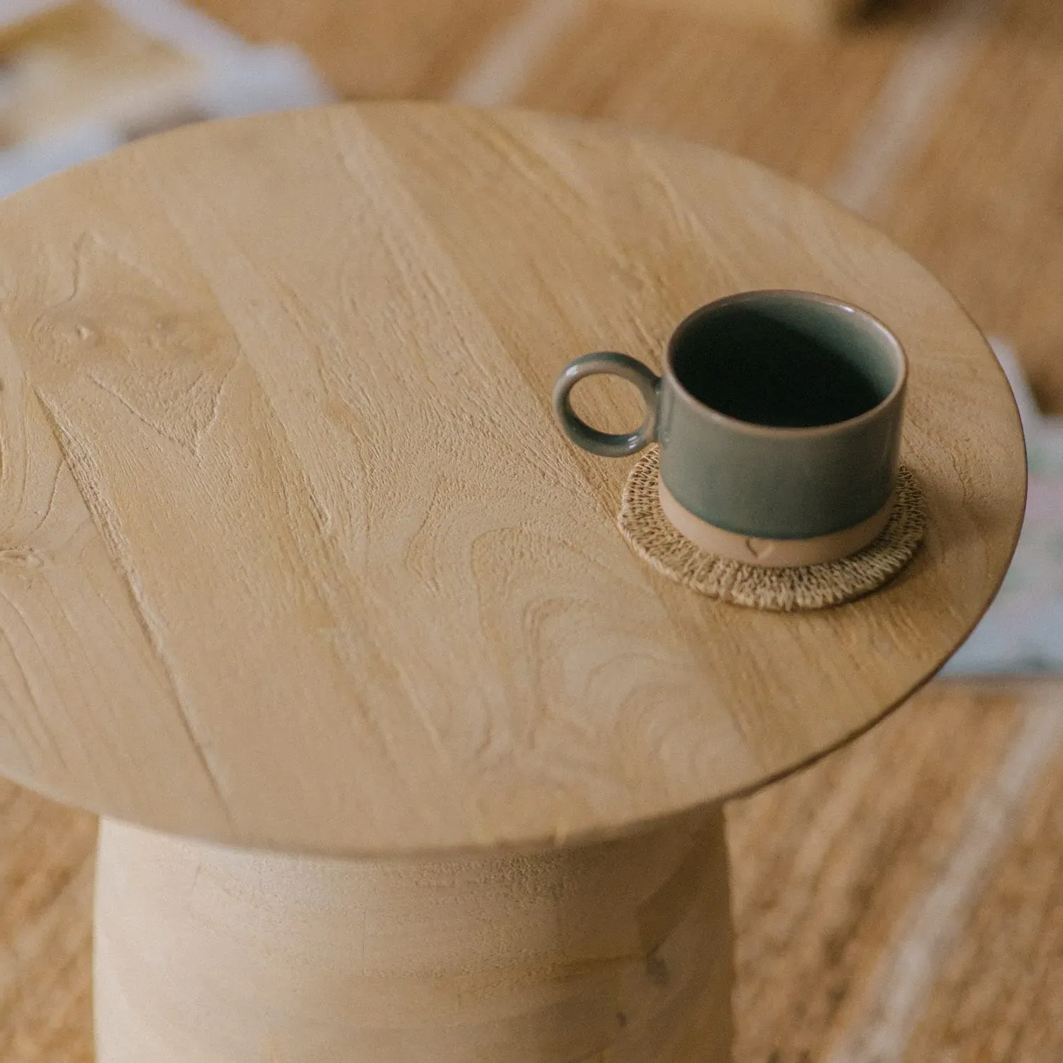 Evie Round Side Table - Natural, Mango Wood