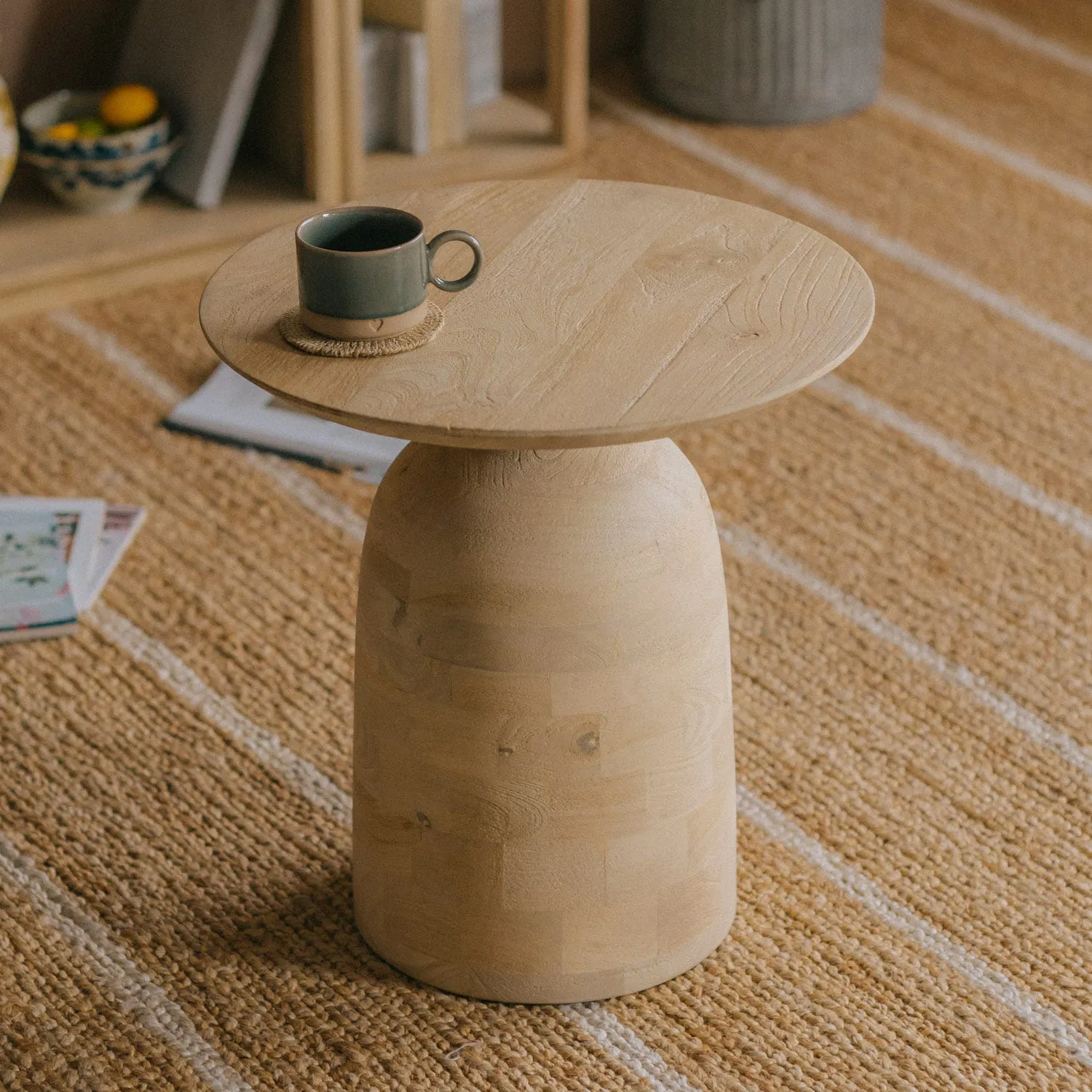 Evie Round Side Table - Natural, Mango Wood