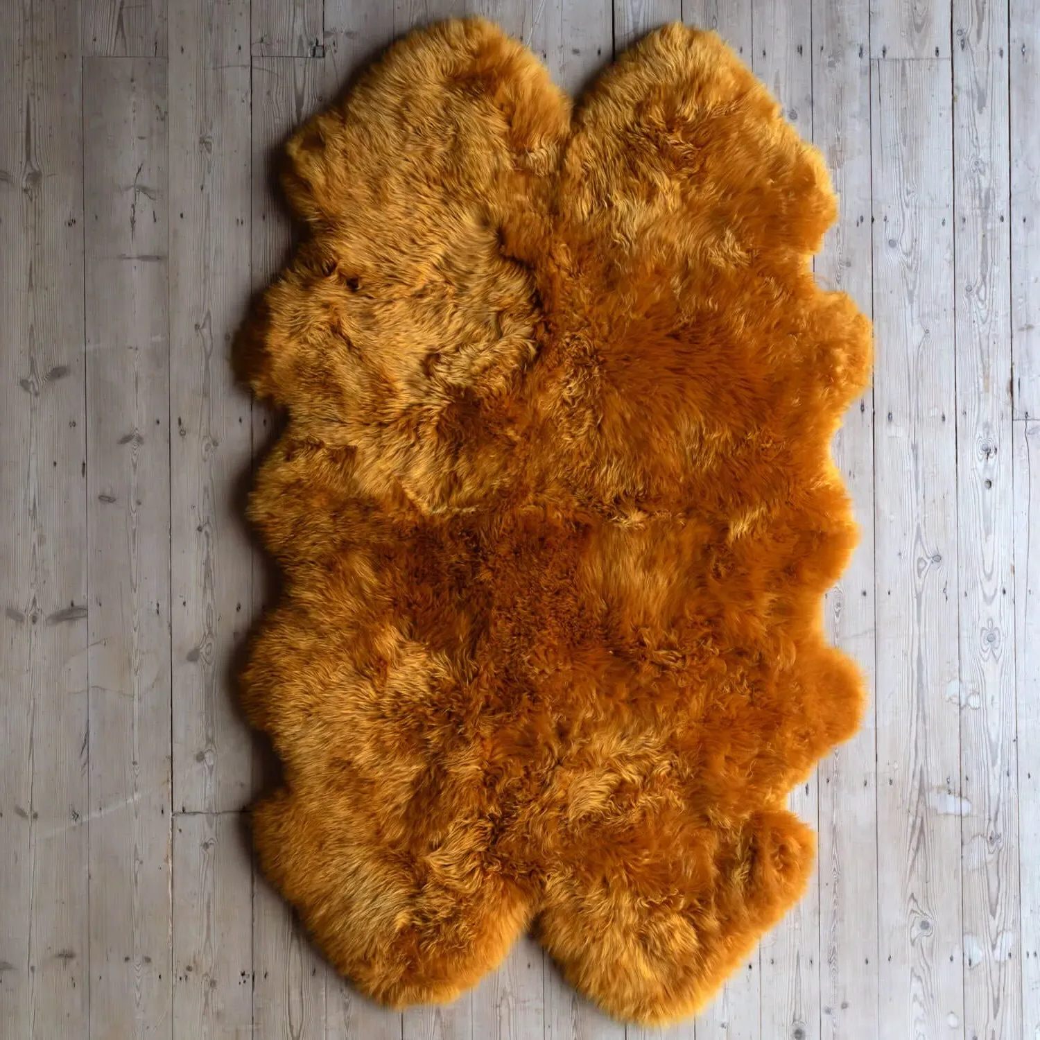 Extra Large Quad Sheepskin Rug - Mustard