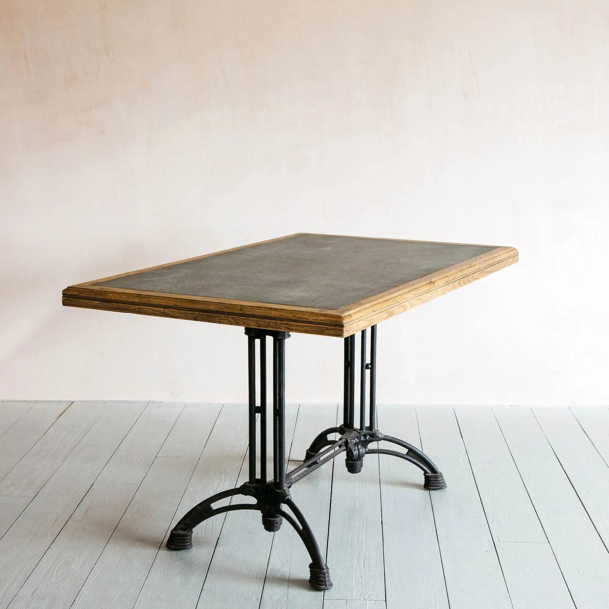 Ezra 4-Seater Rectangular Café Table - Oak, Zinc