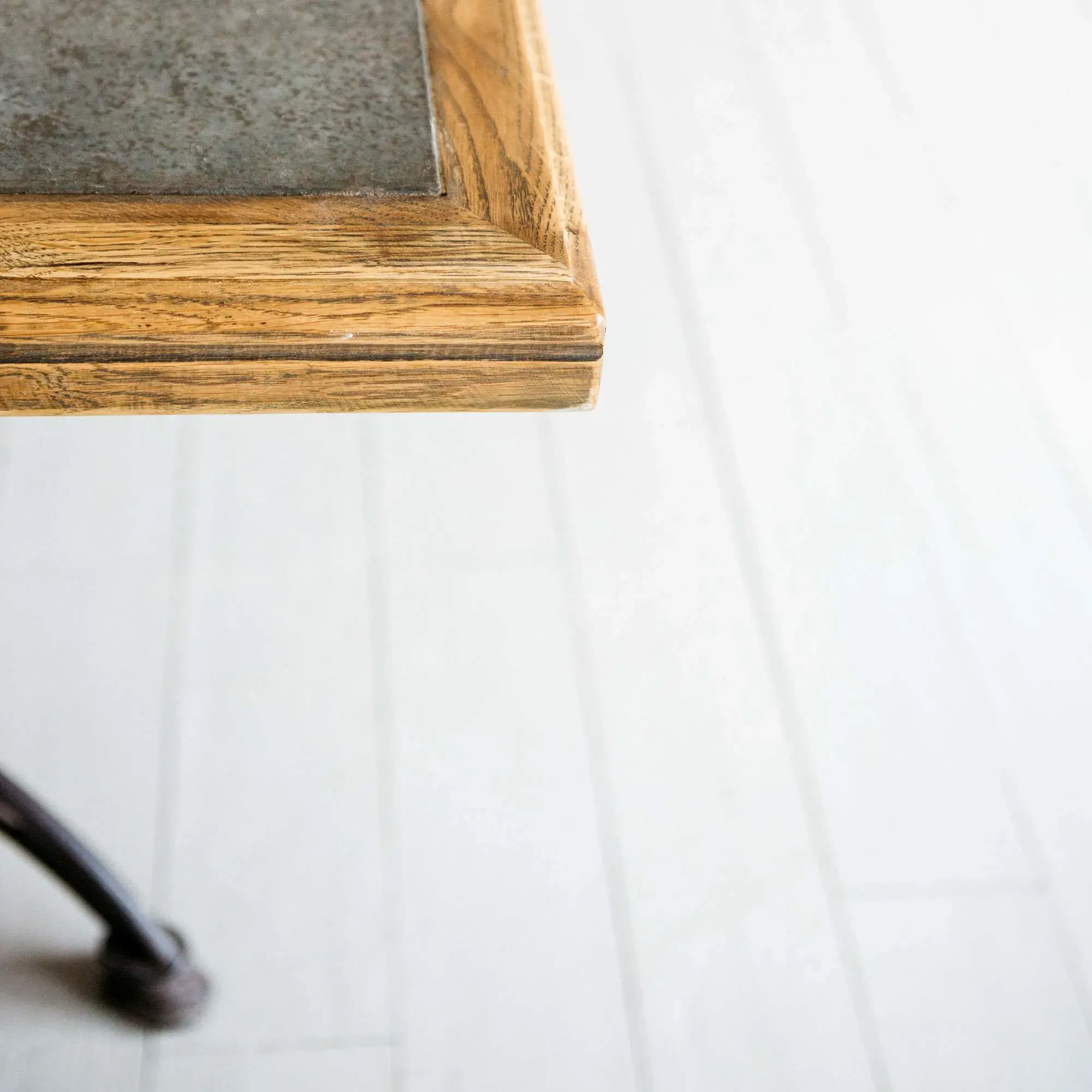 Ezra 4-Seater Rectangular Café Table - Oak, Zinc