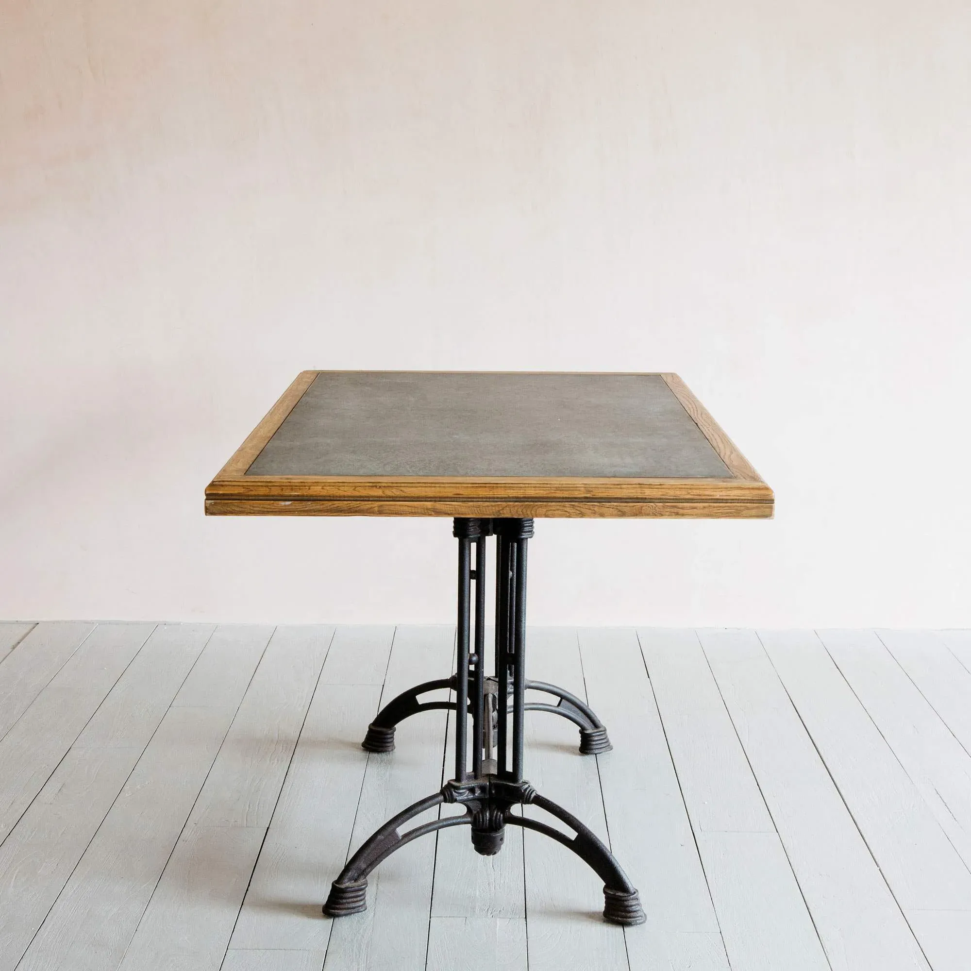 Ezra 4-Seater Rectangular Café Table - Oak, Zinc