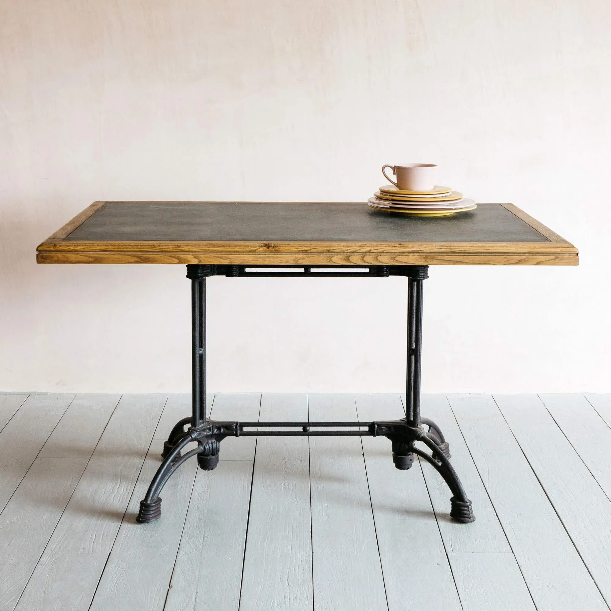 Ezra 4-Seater Rectangular Café Table - Oak, Zinc image