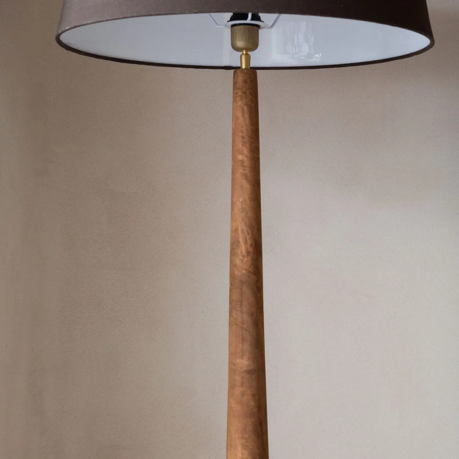 Farly Wood Floor Lamp with Shade - Black, Mango Wood