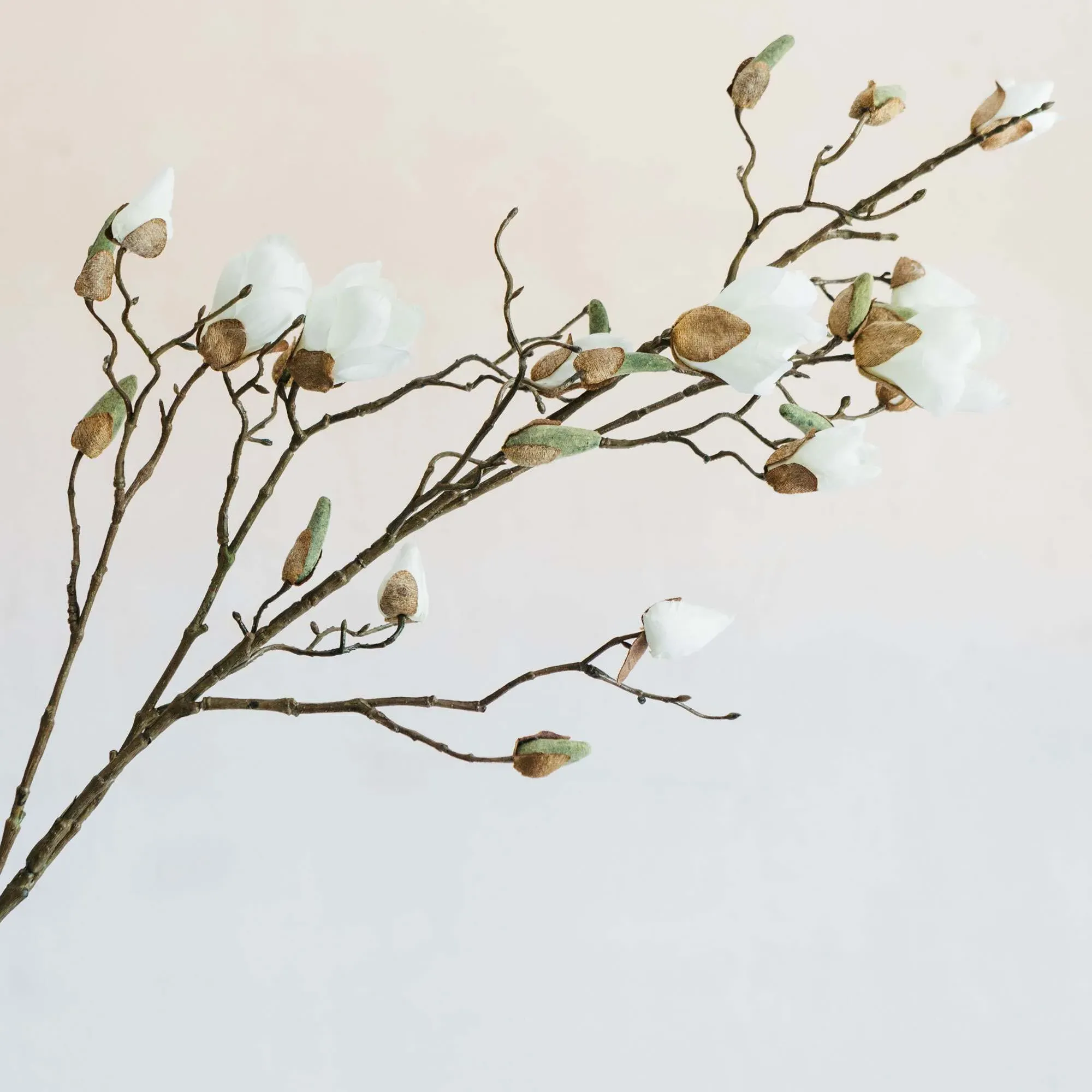 Faux Ivory Magnolia Branch - Ivory