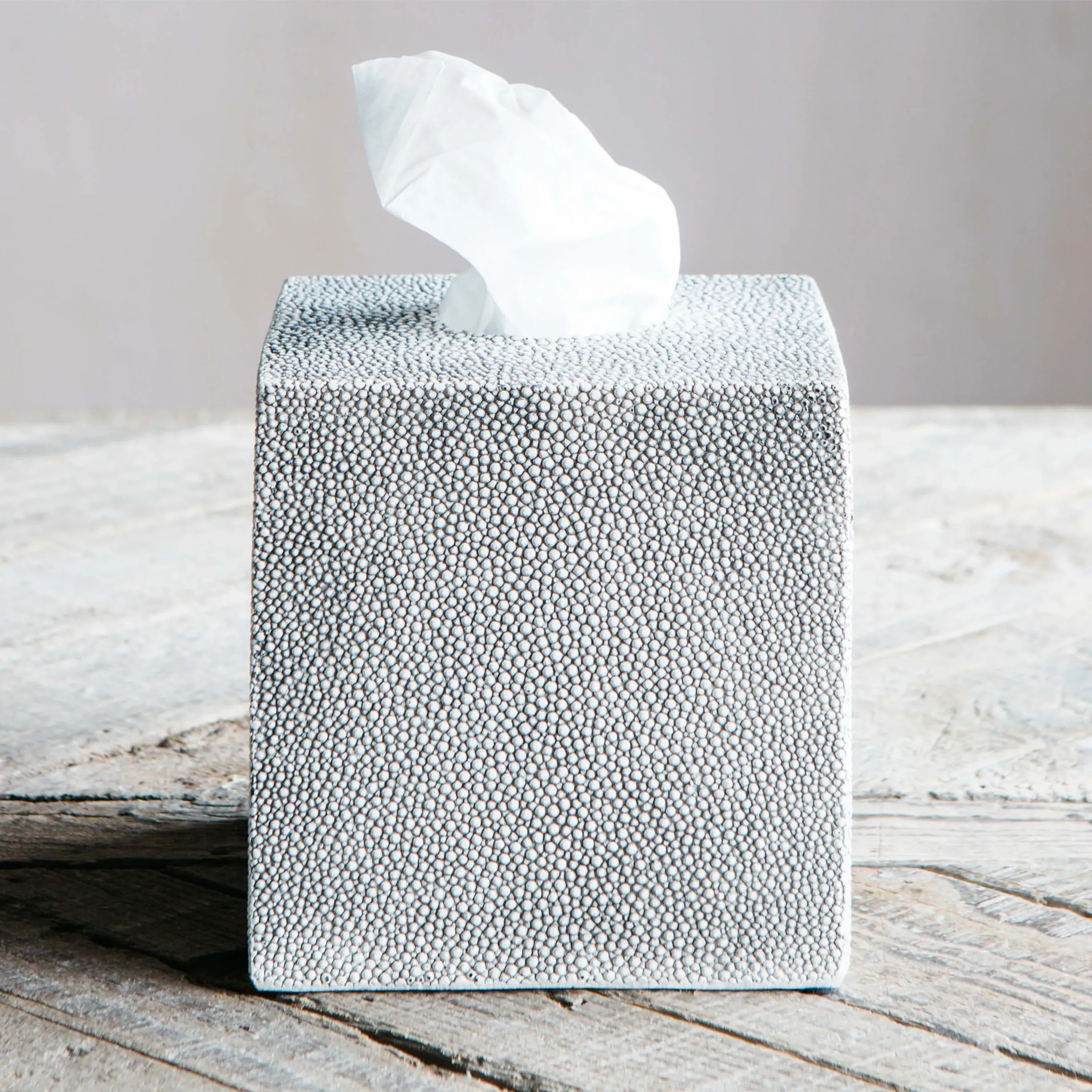 Faux Shagreen Tissue Box - Resin